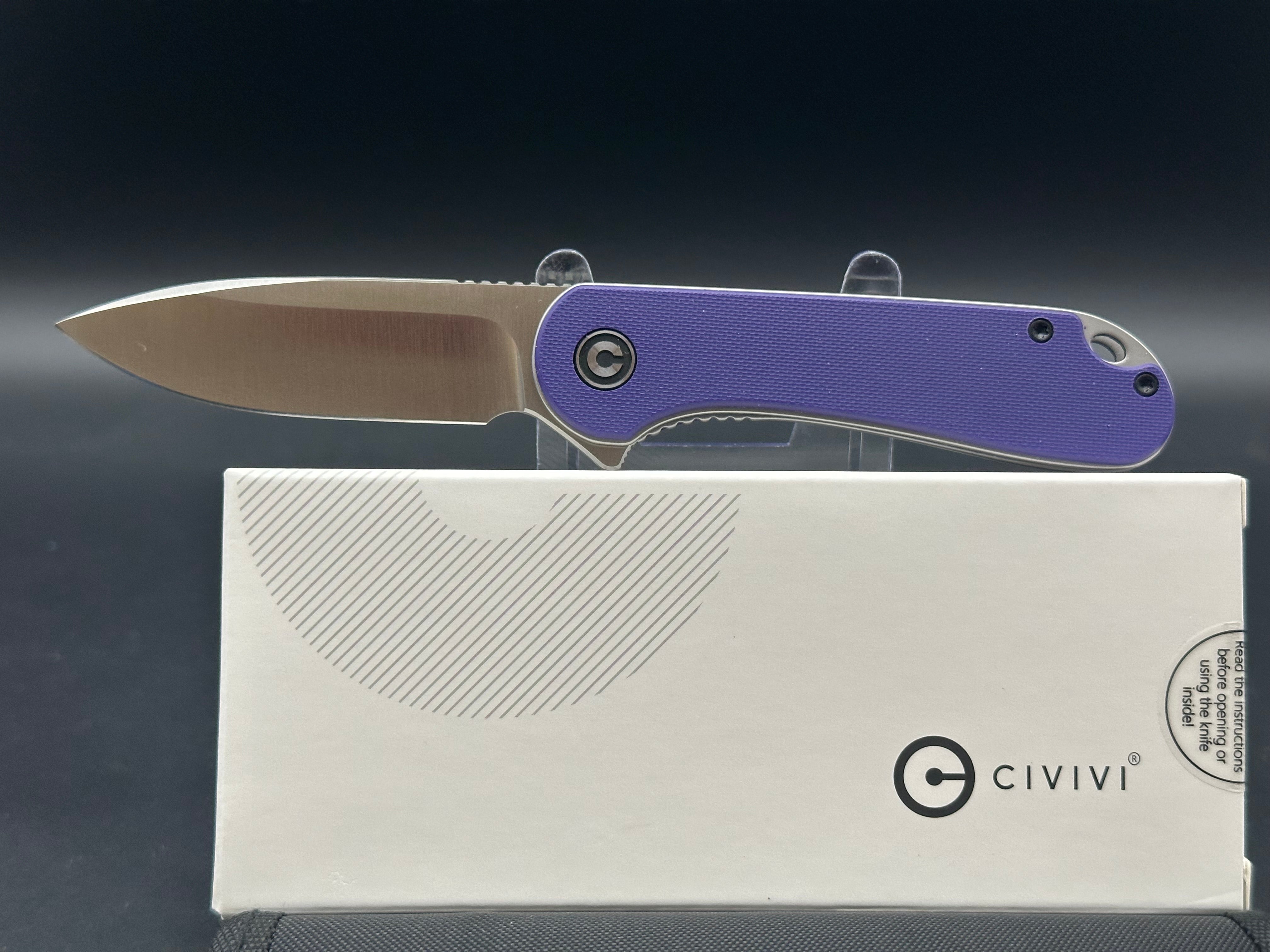 CIVIVI Elementum Liner Lock Folding Knife - Purple G10 Handle, 2.9