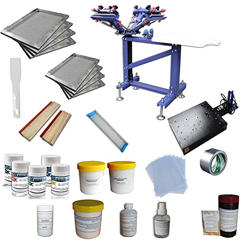 HayWHNKN 3-Color 1-Station Screen Printing Kit with Micro-Adjustment - Silk Screen Press & Flash Dryer for T-Shirts, Hoodies, Leather & Fabric - Perfect for DIY Printing, Small Business & Home Use