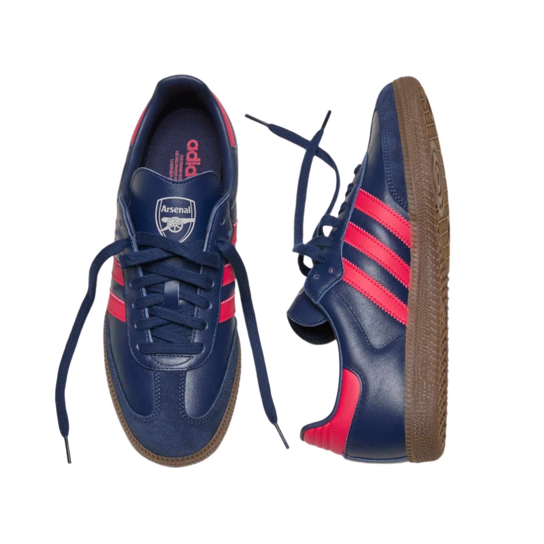 adidas Arsenal Samba Indoor Soccer Shoes for Men - Indigo/Red/Gum Sole - Comfortable Football Cleats for Training & Matches - Perfect for Indoor Courts & Futsal Games