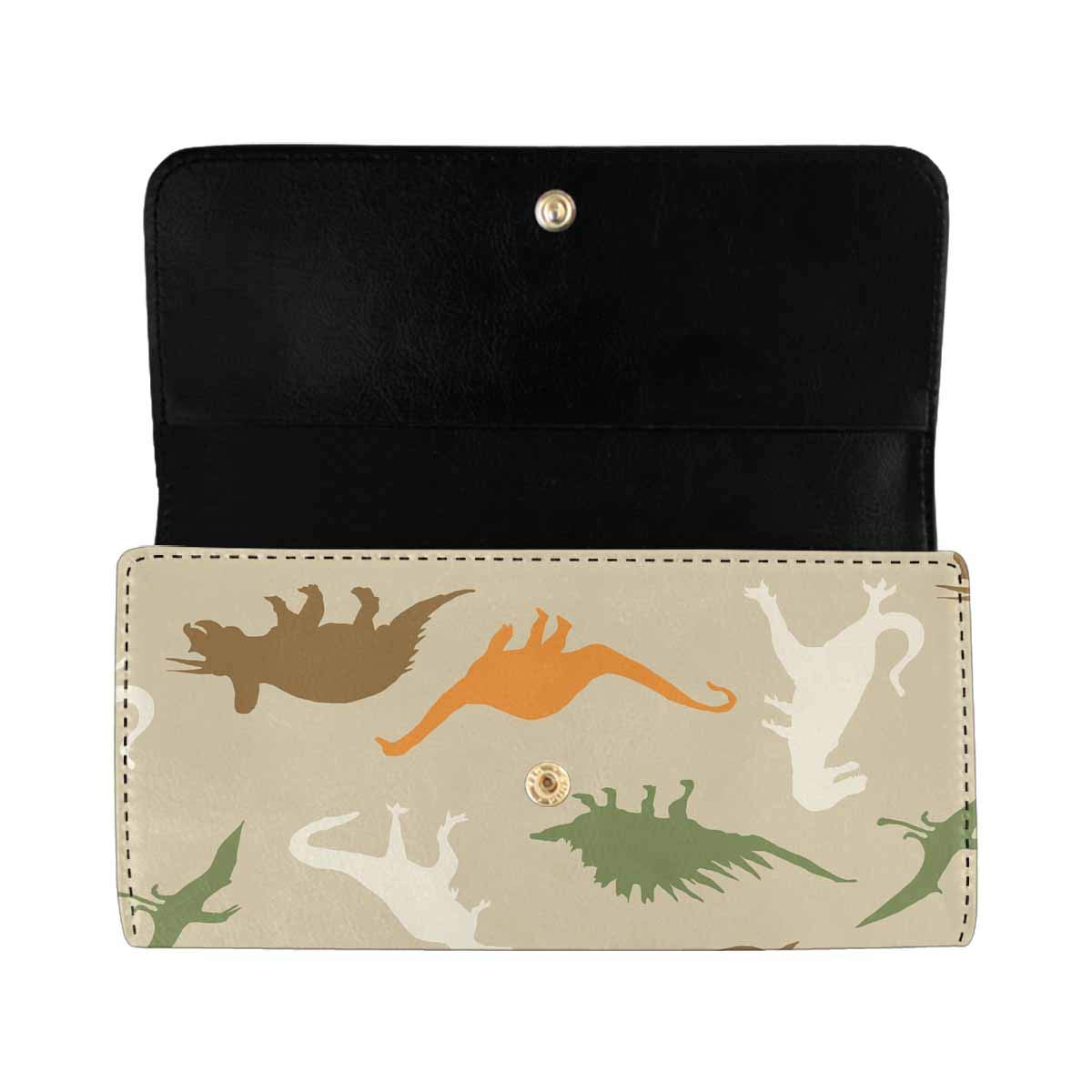 **INTERESTPRINT Women's Long Clutch Wallet - Dinosaur Silhouette Tri-Fold Card Holder for Credit Cards & ID (Perfect for Travel, Parties & Everyday Use)**