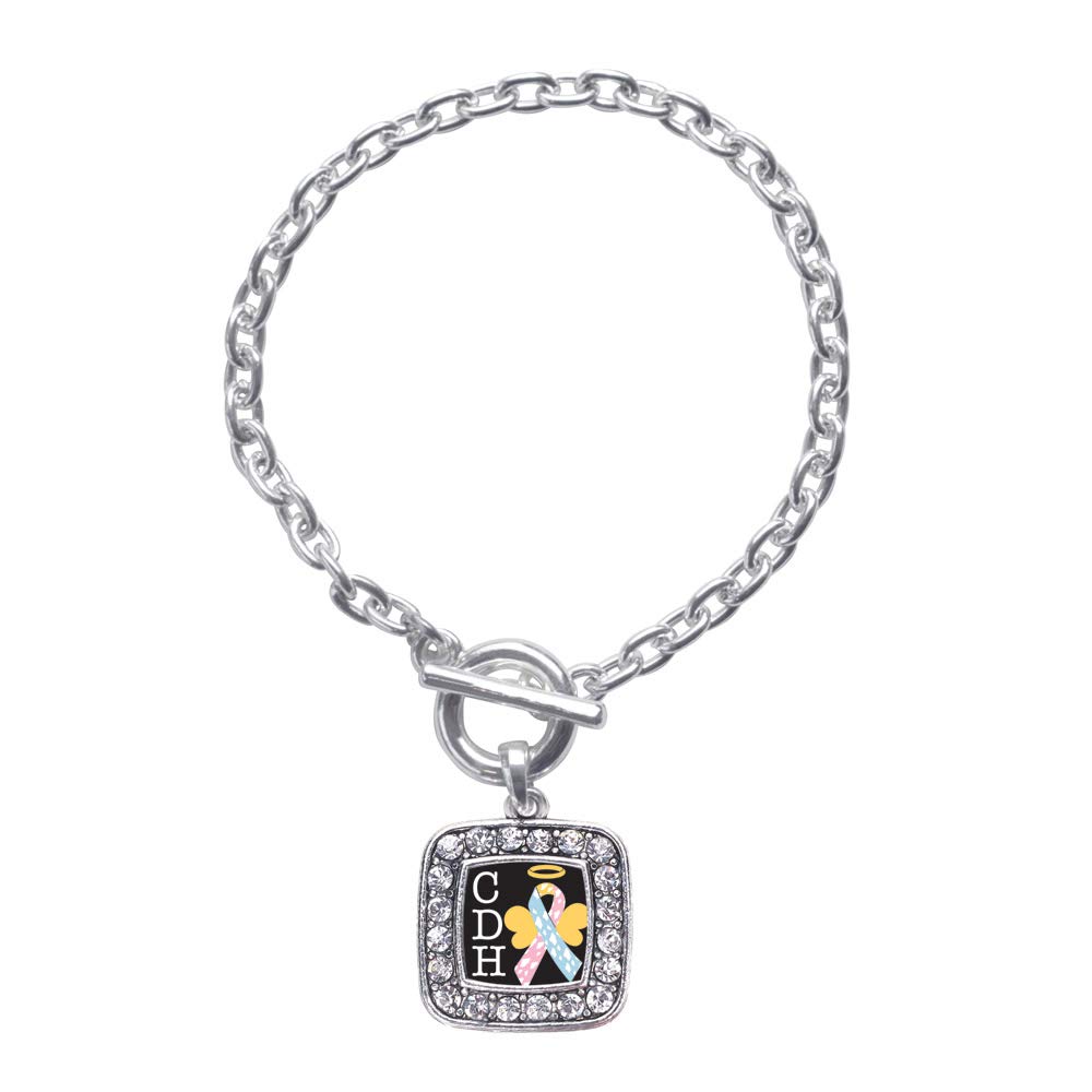 Inspired Silver - Sterling Silver Square Charm Toggle Bracelet with Cubic Zirconia for Women | Elegant Jewelry Gift for Birthday, Anniversary & Special Occasions