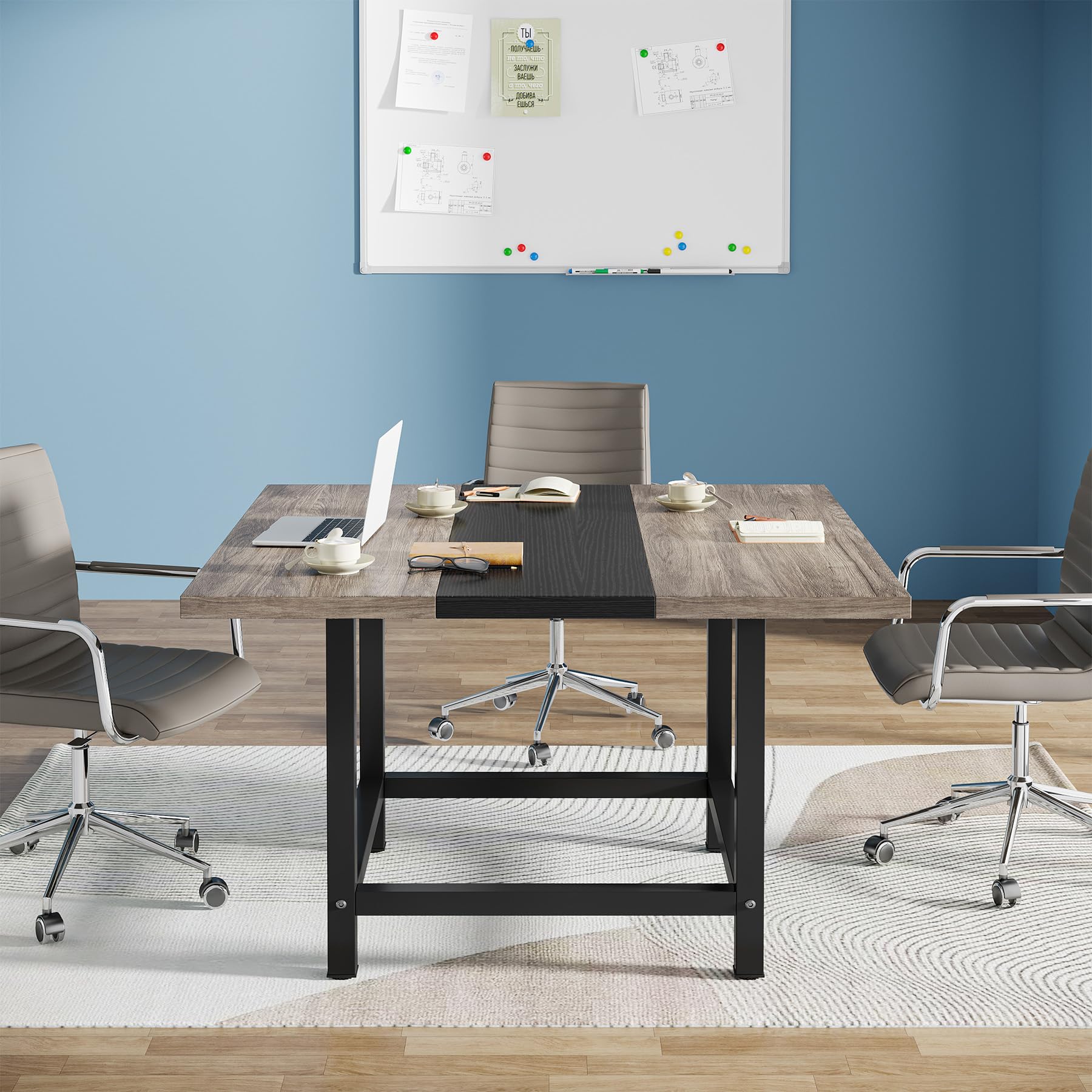 Tribesigns 6.5 Ft Rustic Wood Conference Table - 78.74