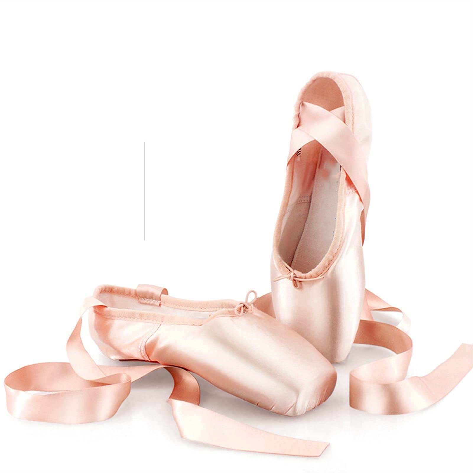 Professional Ballet Pointe Shoes for Girls & Women - Satin Dance Shoes with Ribbons (Pink, Size 35) - Perfect for Ballet Performances, Recitals & Dance Practice