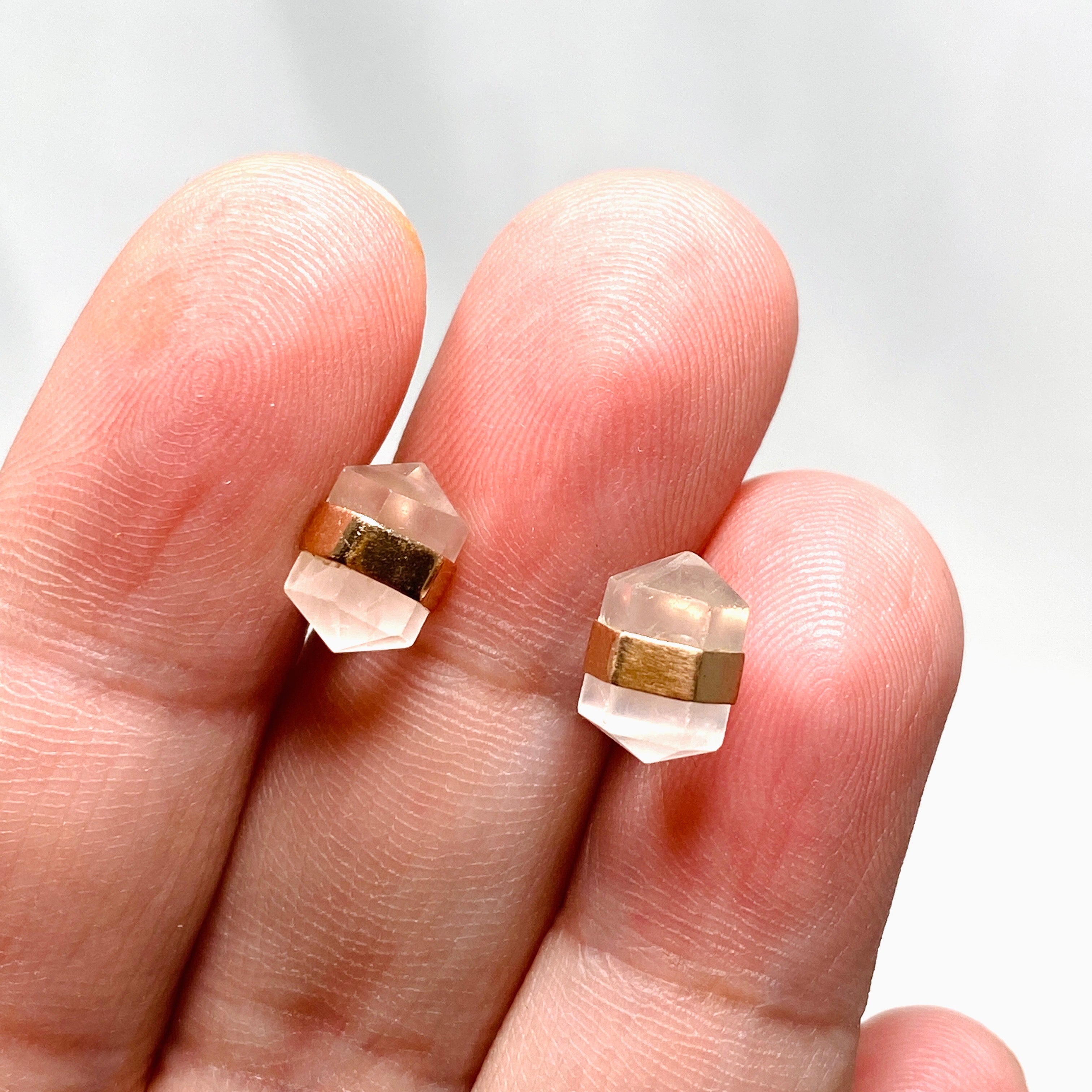 Rose Gold Plated Rose Quartz Stud Earrings for Women - Hypoallergenic, Dainty & Elegant Jewelry Gift for Valentine's Day, Anniversary or Everyday Wear