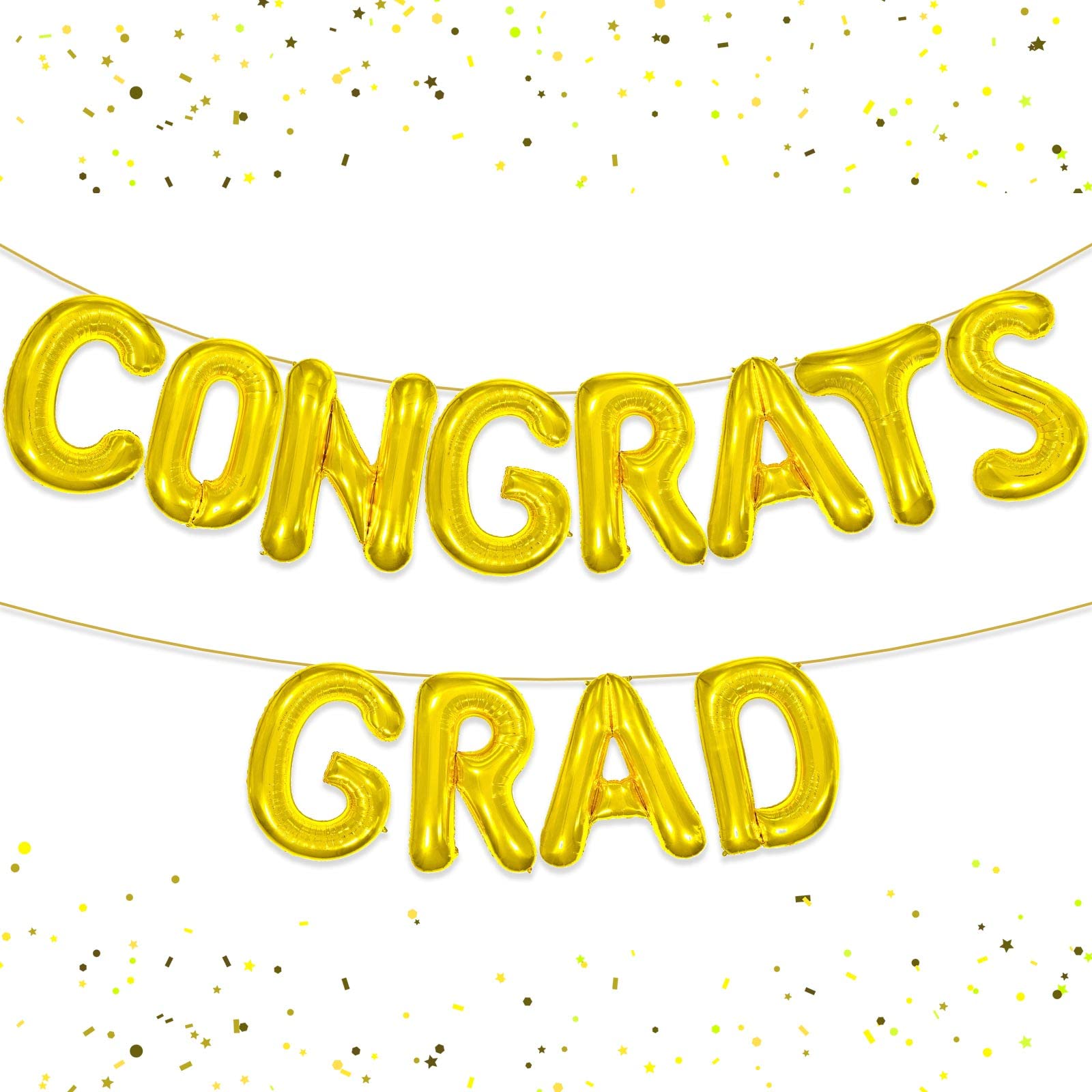 16 Inch Gold Graduation Balloons - Class of 2023 Congrats Grad Banner for Party Decorations, Yard Sign Backdrop | Perfect for Graduation Ceremonies, Photo Booths & Outdoor Celebrations
