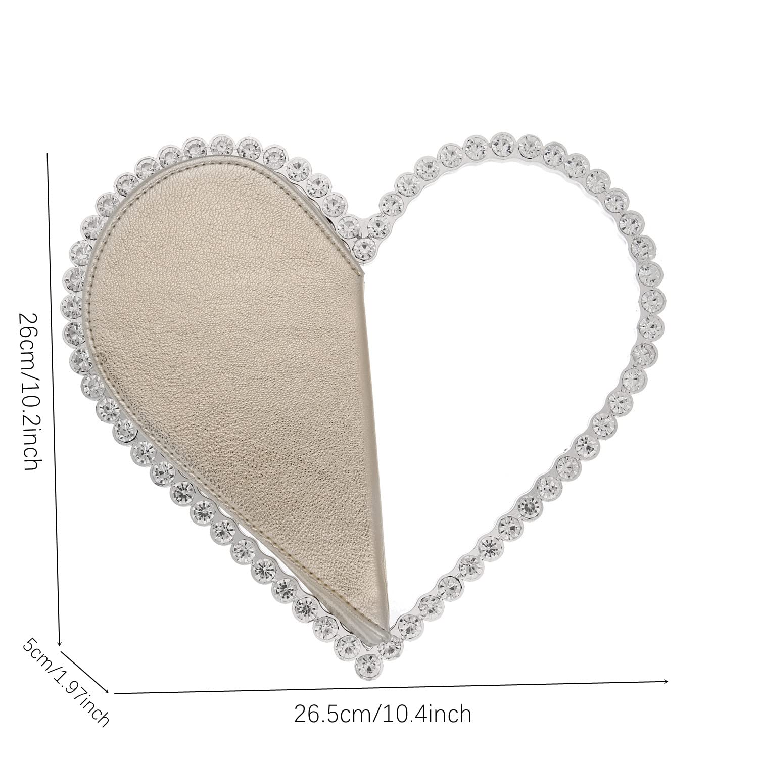 Elegant Women's Evening Clutch Bag with Heart Rhinestone Design - Diamond Wedding Party Purse Handbag for Prom, Dinner Dates & Special Occasions