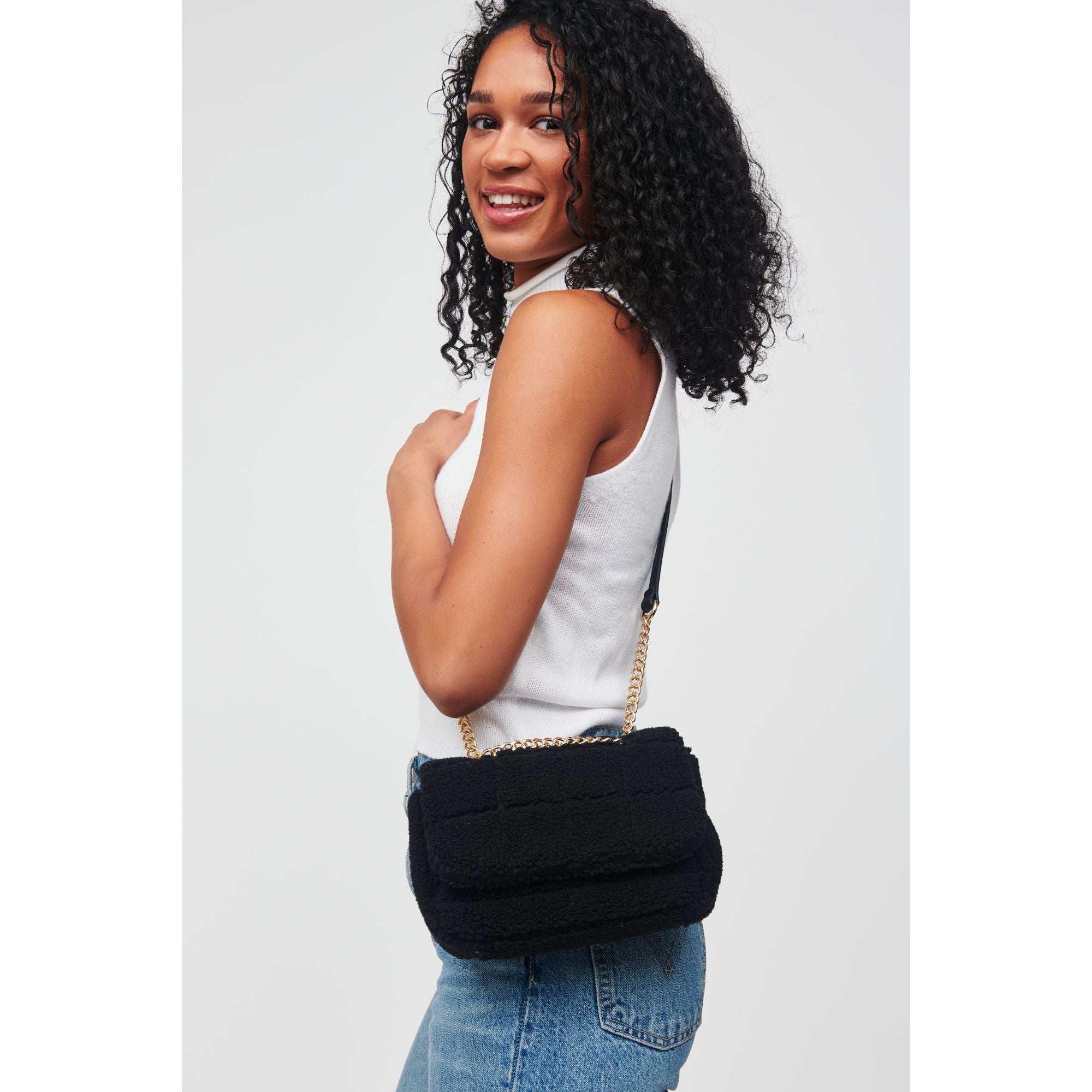 Ryeland Sherpa Crossbody Bag for Women - Soft Fleece Shoulder Purse with Adjustable Strap, Perfect for Travel, Shopping & Daily Use