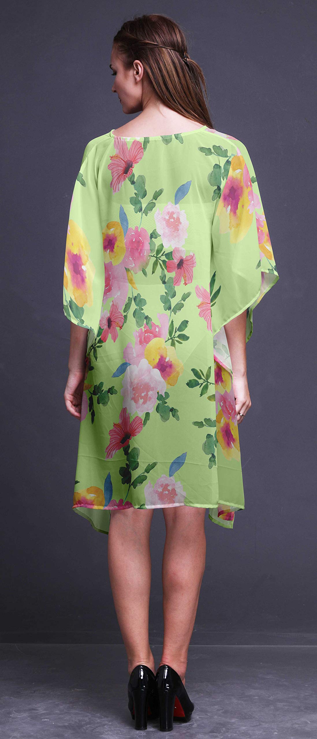 Bimba Short Caftan Midi Dress - Women's Beach Cover Up Swimwear Kaftan for Pool, Vacation & Summer Outfits