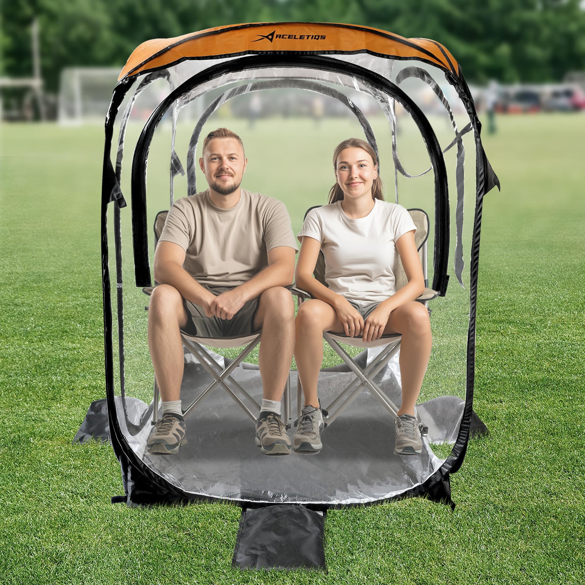 Instant Pop Up Weather Pod Tent - Portable & Foldable Sports Shelter with Clear View Bubble & Carry Bag - Perfect for Watching Sports Events, Camping, Fishing, Beach Outings and Outdoor Adventures