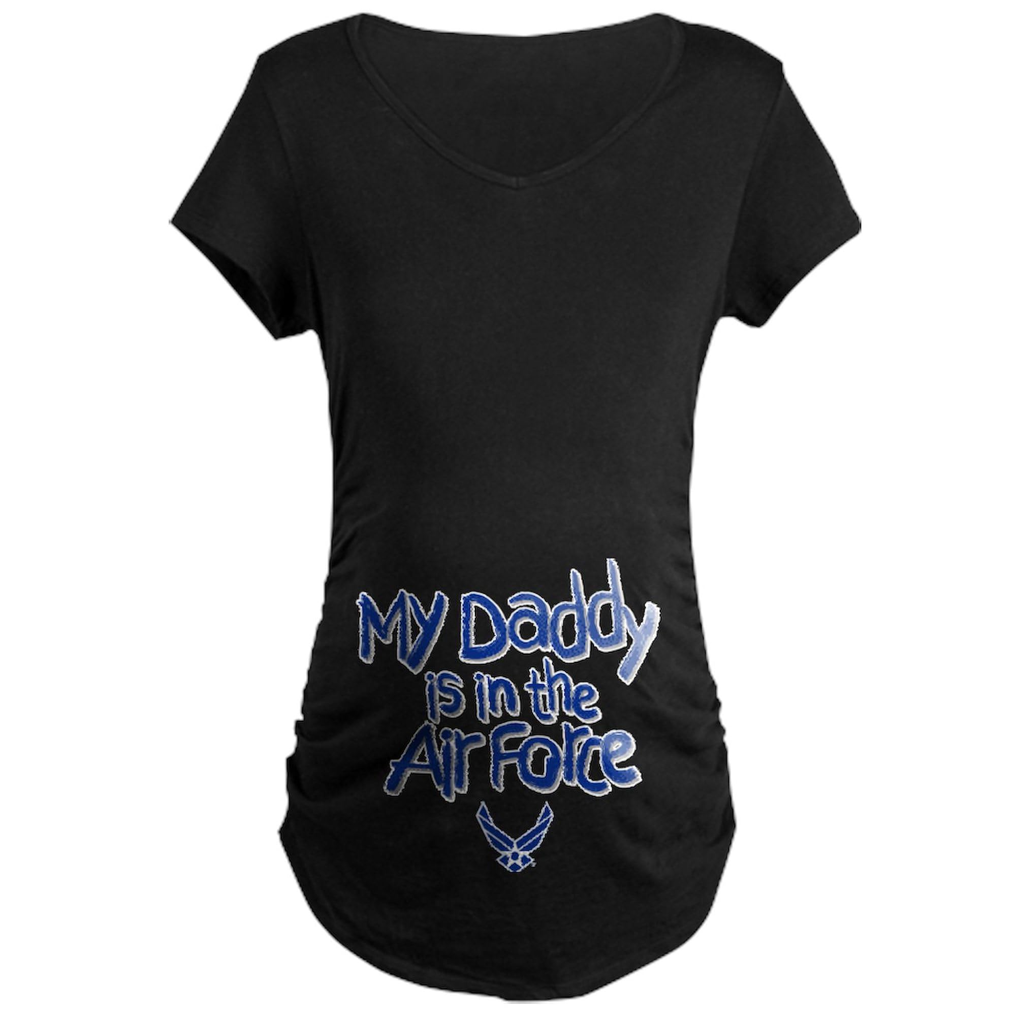 My Daddy is in The Air Force Maternity T-Shirt for Women - Soft Ruched Side Design for Comfort - Perfect for Pregnancy Announcements & Air Force Family Pride
