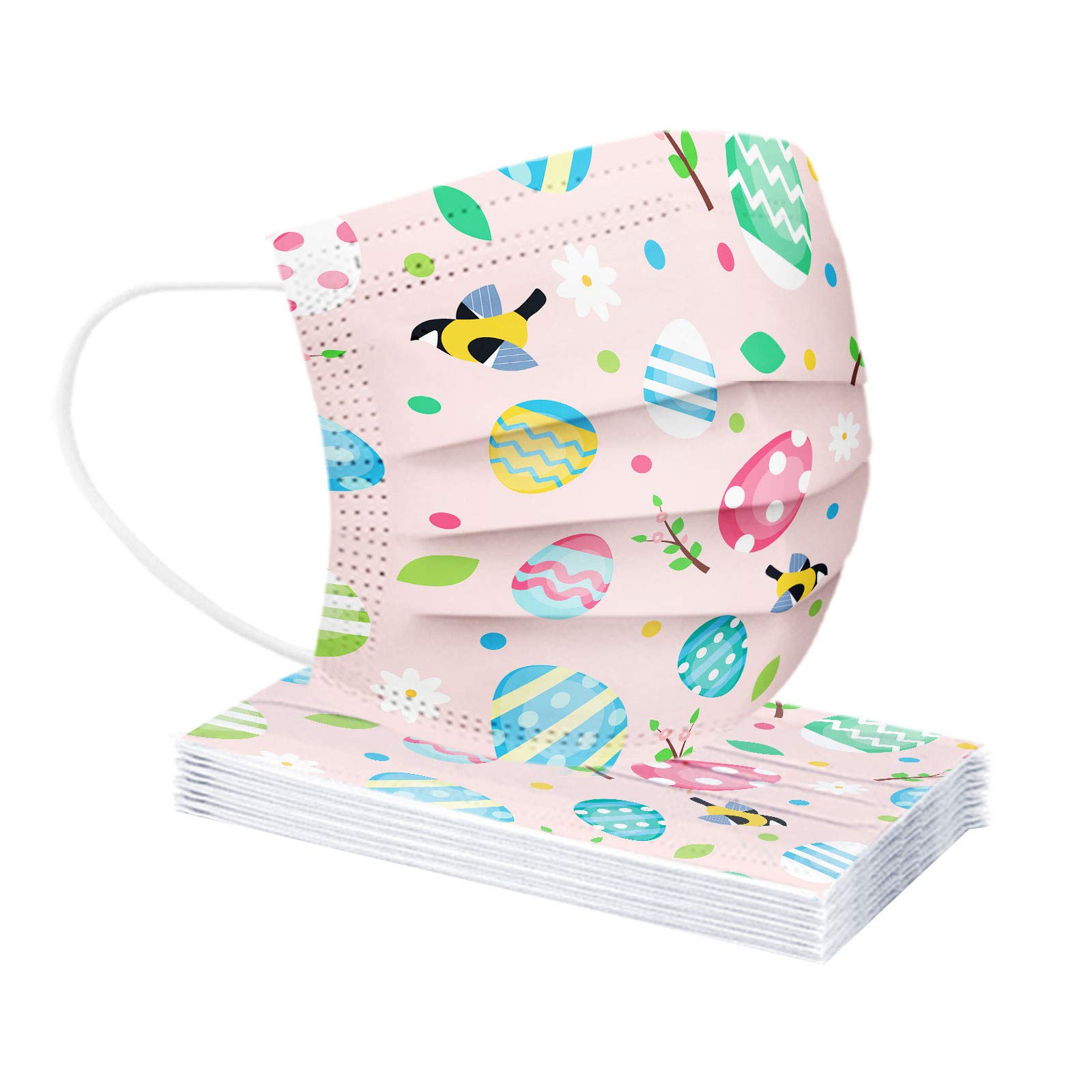 Easter Themed Disposable Face Masks for Adults - 3 Layer Breathable Mouth & Nose Protection with Adjustable Ear Loops - Cute Easter Printed Bandanas for Women & Men - Perfect for Easter Celebrations, Spring Festivals & Outdoor Activities