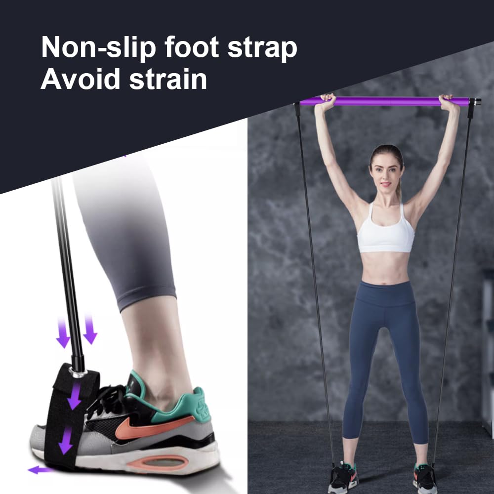 2024 Portable Pilates Bar Kit with Resistance Bands - Multifunctional Stretch Fusion Exercise Equipment for Home & Gym Workout - Perfect for Pilates, Yoga, Strength Training and Full Body Toning