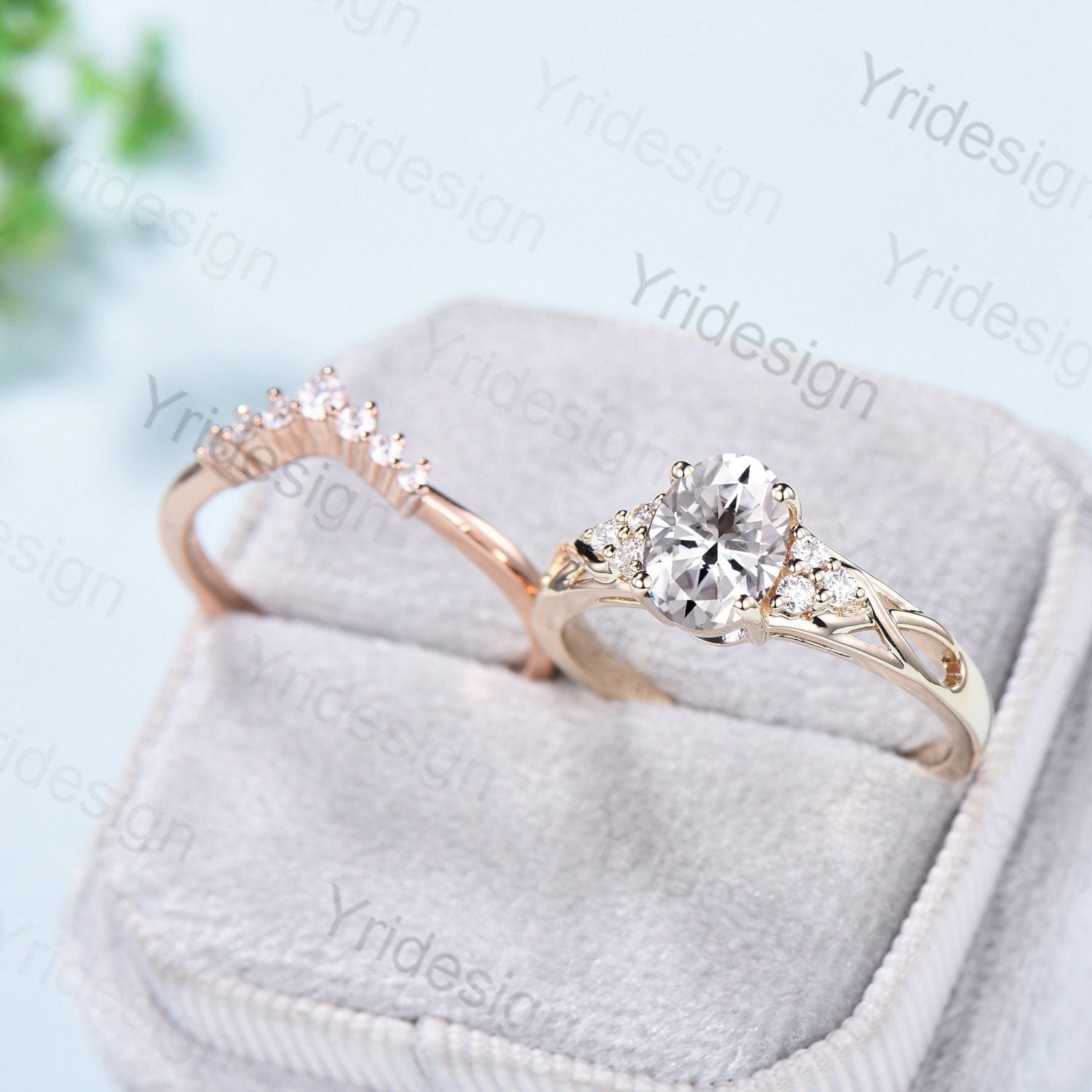 1.5CT Oval Lab Grown Diamond Engagement Ring Set with IGI Certificate - Vintage Cluster Wedding Ring in 18K Rose Gold | Perfect for Proposals, Anniversaries & Bridal Jewelry