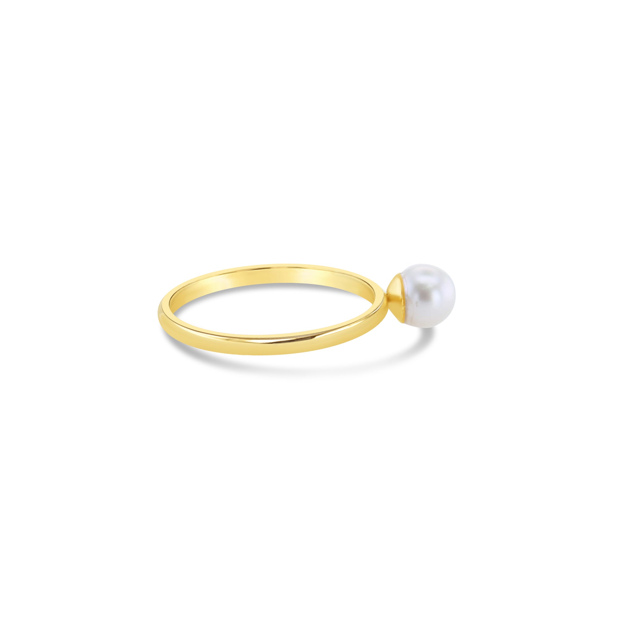 5mm & 6mm Solitaire Cultured Pearl Ring in 14K Yellow Gold - Perfect for Weddings, Anniversaries & Special Occasions