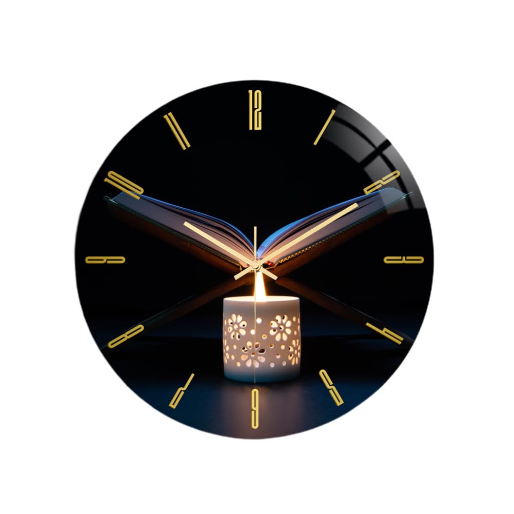 HEALLILY Silent Islamic Wall Clock with Quran Ayat - Battery-Free Home Decor for Bedroom & Living Room | Perfect for Prayer Rooms, Mosques & Muslim Households