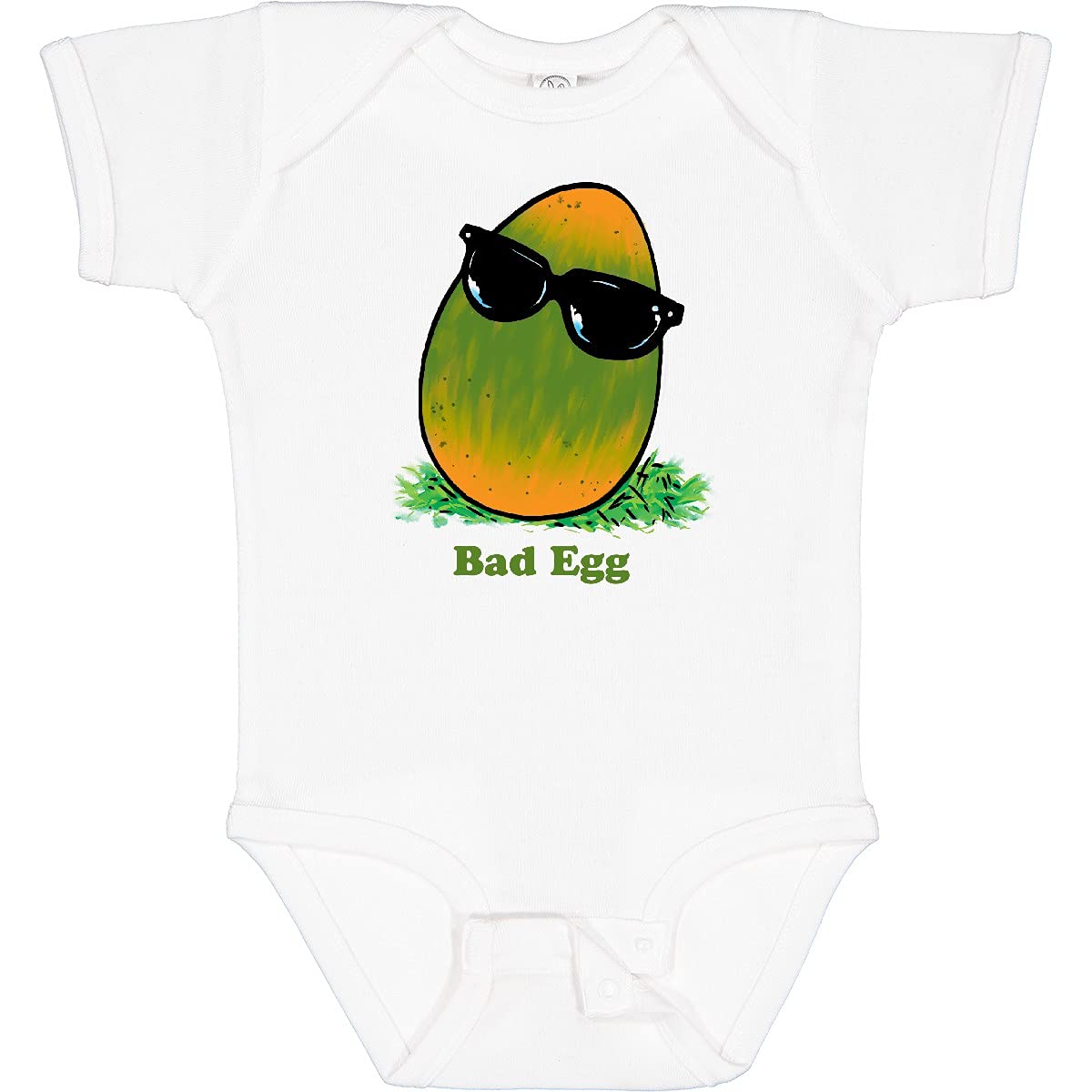 Inktastic Easter Green and Yellow Bad Egg with Sunglasses Baby Bodysuit - Cute Holiday Outfit for Infants & Toddlers - Perfect for Easter Photos, Family Gatherings & Spring Celebrations