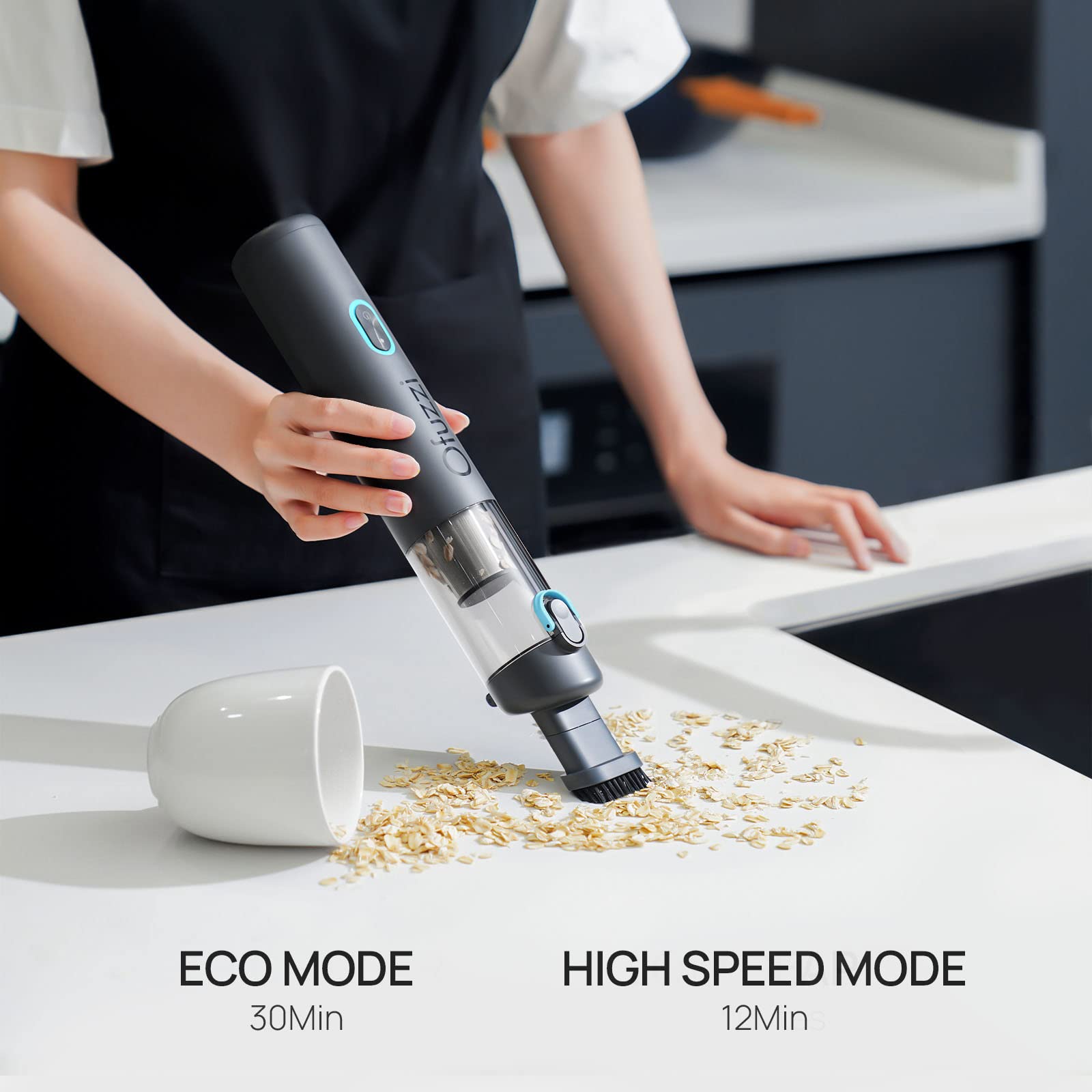 Ofuzzi H8 Apex Car Vacuum Cleaner - 12000Pa High Power Handheld Vacuum, Ultra-Lightweight 1.2lbs, USB-C Fast Charging | Portable Mini Vacuum for Car Detailing, Home Cleaning, Pet Hair Removal & Office Use (Gray)