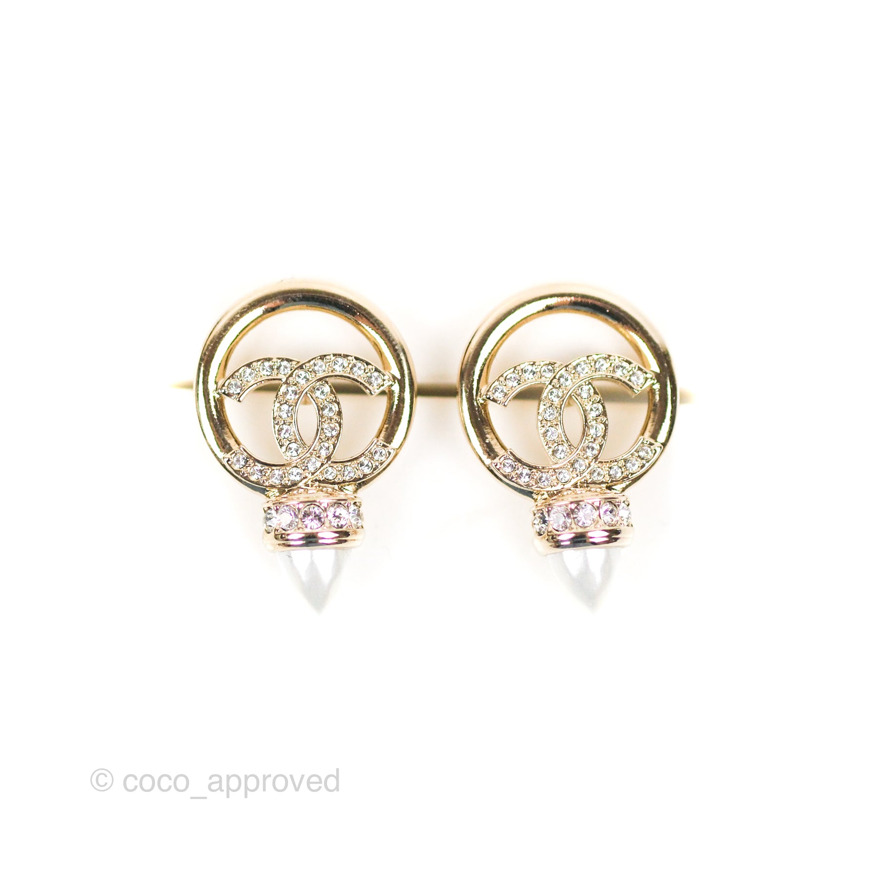 Chanel CC Crystal Pearl Earrings Gold Tone 22C - Luxury Fashion Jewelry for Women, Perfect for Parties, Weddings & Special Occasions