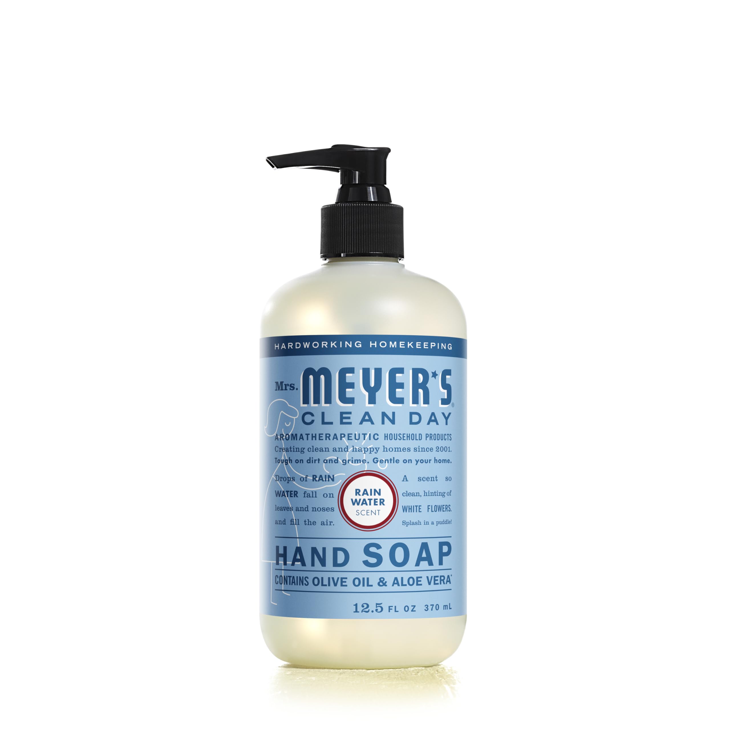 Mrs. Meyer's Clean Day Hand Soap with Essential Oils | Biodegradable, Rain Water Scent | 12.5 fl oz | Gentle for Daily Hand Washing, Kitchen & Bathroom Use