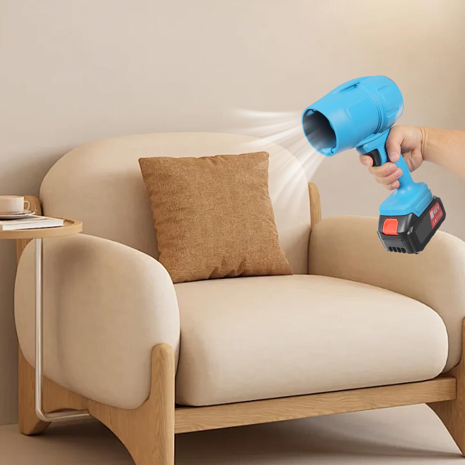 Rechargeable Cordless Turbo Jet Blower - Powerful Car Dryer & Leaf Blower for Quick Vehicle Detailing and Yard Cleaning (Blue) | Perfect for Car Washing, Garage Cleaning, and Outdoor Maintenance