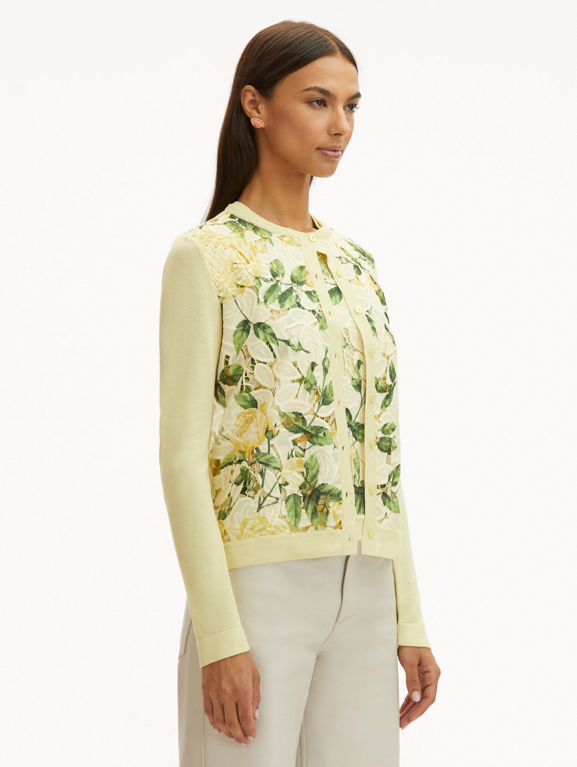 English Rose Guipure Inset Cardigan - Elegant Lace Knit Sweater for Women | Perfect for Weddings, Tea Parties & Romantic Outfits