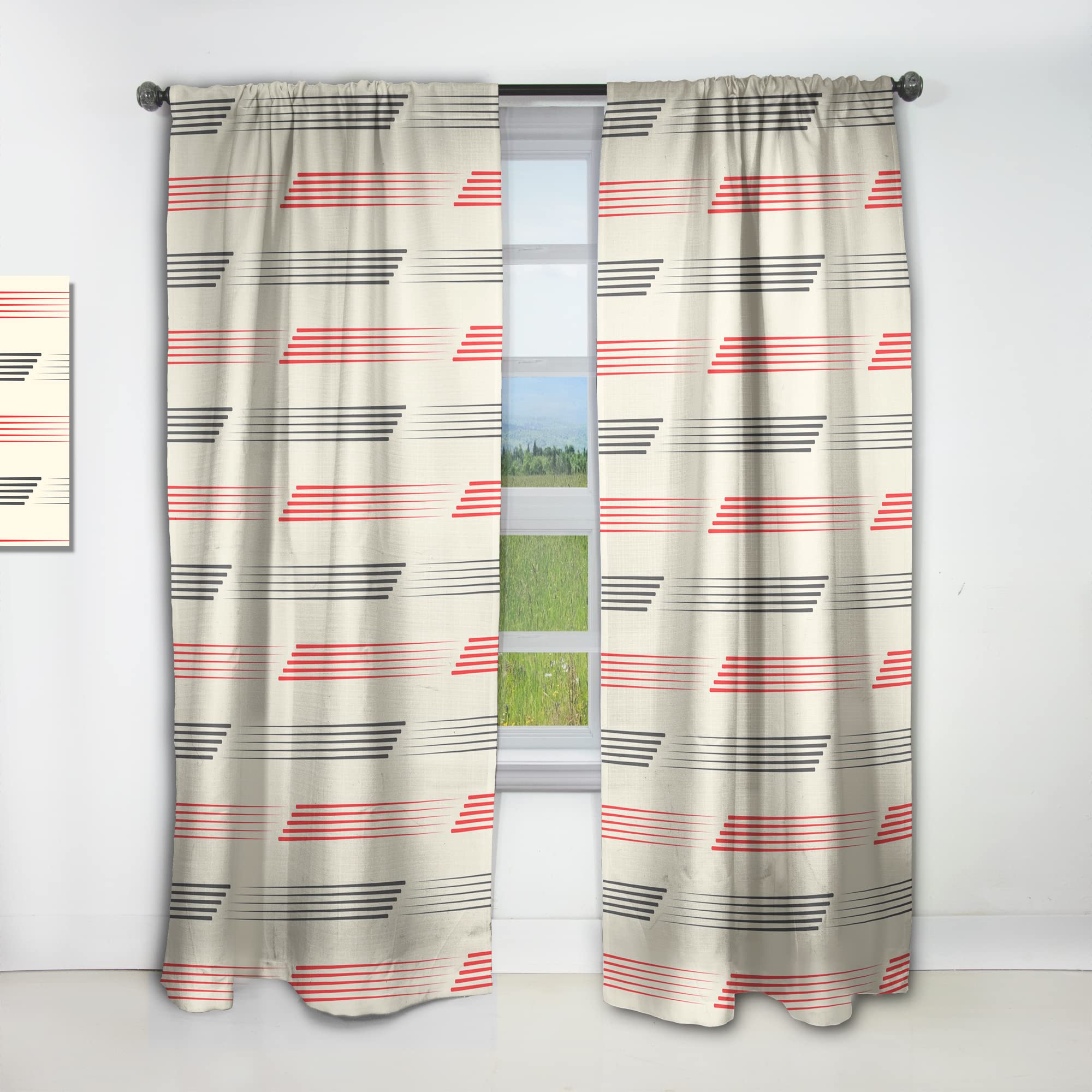 DesignQ Retro Geometric Pattern Thermal Insulated Curtains - Single Panel 52x84 Inches - Blackout Drapes for Bedroom & Living Room - Perfect for Home Decor and Light Control
