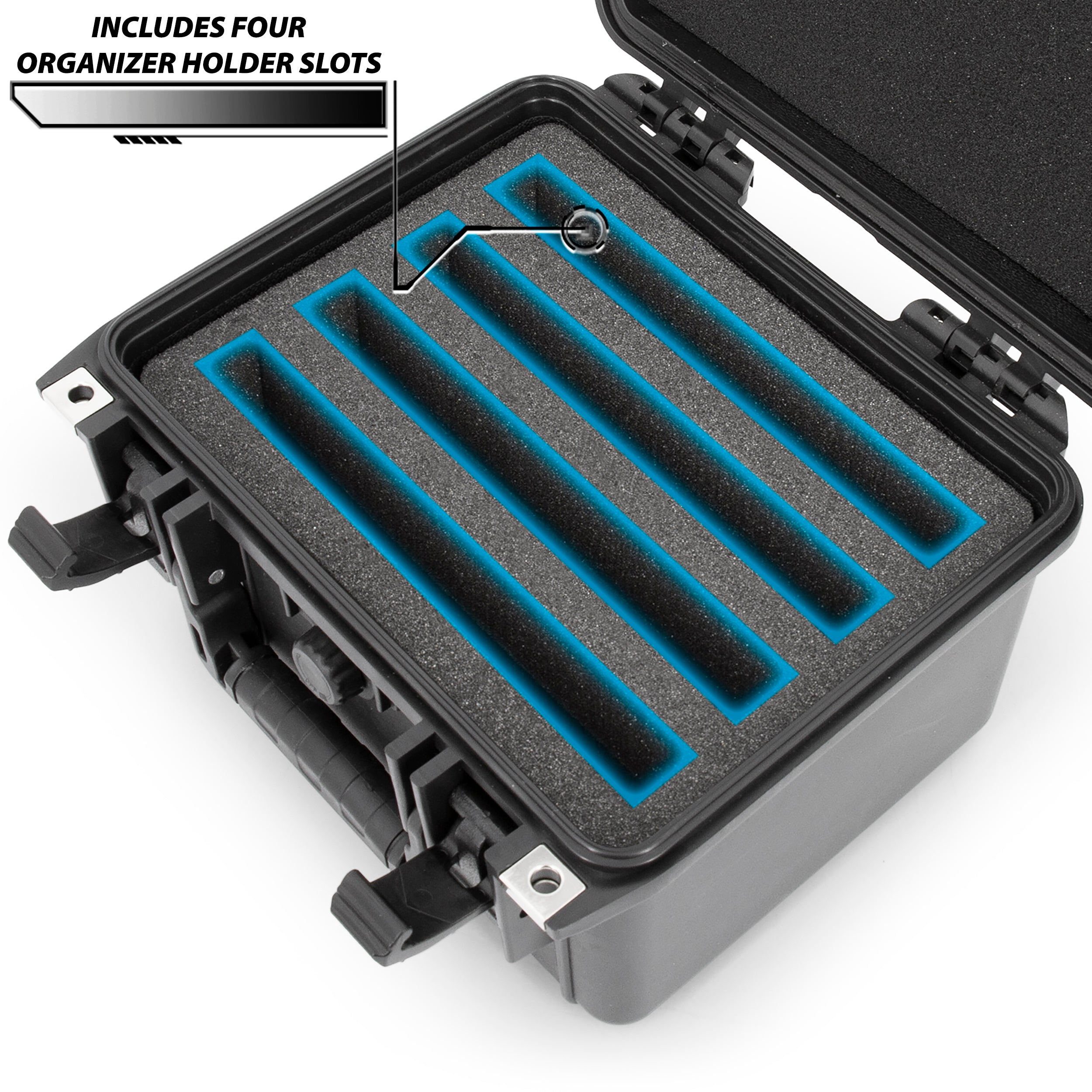 CASEMATIX Waterproof 5x7 Photo Storage Case - Holds 80 Cards in Top Loaders & Plastic Sleeves for Postcards, Photos & Collectibles - Perfect for Travel, Home Organization & Card Show Protection