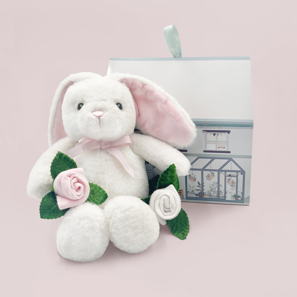 Adorable Bunny and Buds Baby Gift Set - Pink, Soft Plush Toy & Keepsake Box for Newborns, Baby Showers, Christenings & 1st Birthdays