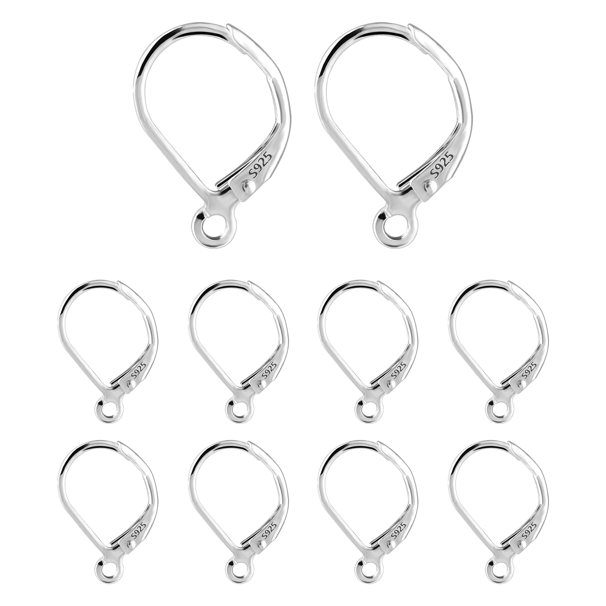 925 Sterling Silver Leverback French Hooks - Hypoallergenic Earring Backs with Jump Rings Set - Dangle Hooks Jewelry Findings for DIY Earrings, Necklaces & Bracelets - Perfect for Jewelry Making, Repair & Crafting Projects