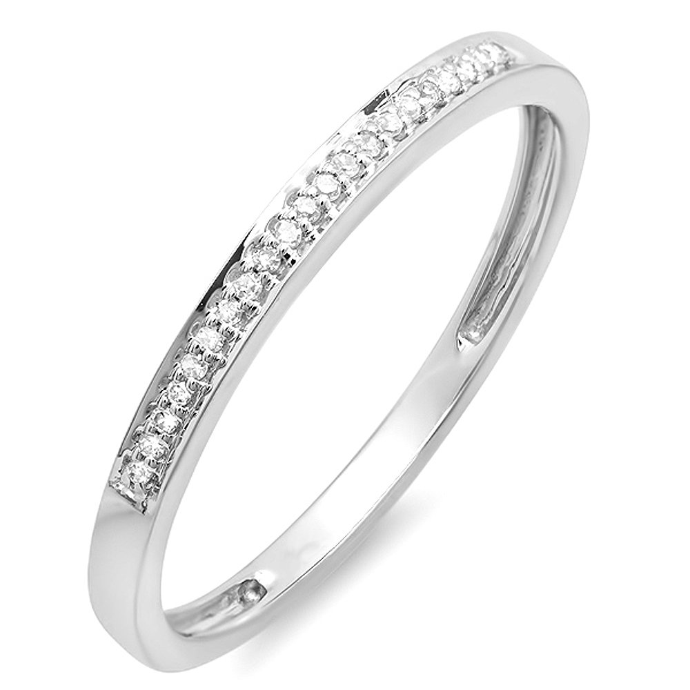 0.06ctw 10K Gold Round Diamond Wedding Ring - Dazzlingrock Collection Stackable Anniversary Band for Women, Perfect for Engagement, Proposal & Romantic Gifts