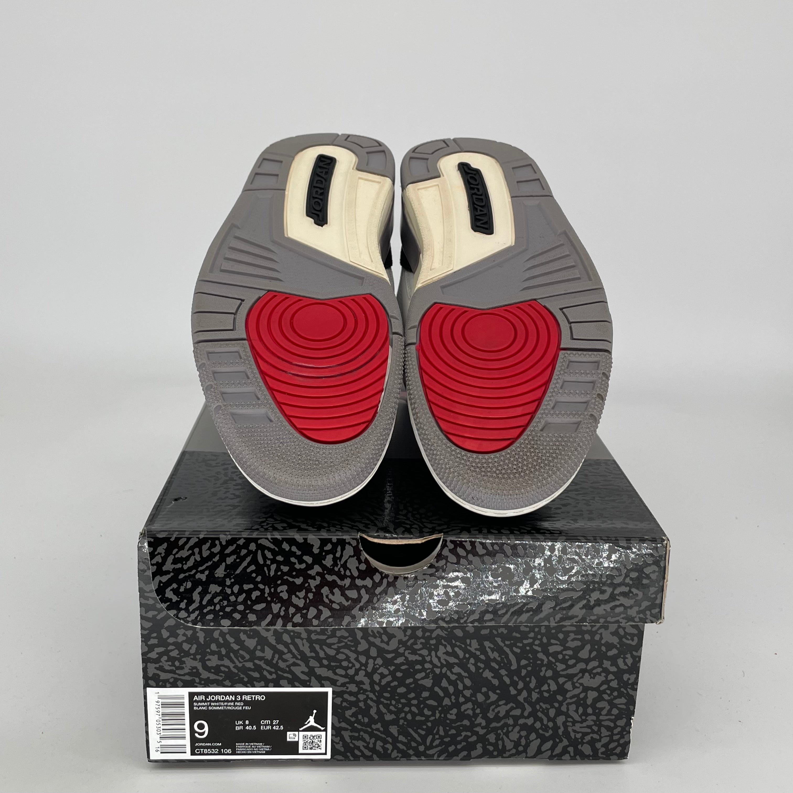 AIR JORDAN 3 Retro Cement Grey Basketball Shoes Men's Size 9 - Style CT8532-106 | Authentic Nike Sneakers for Running, Gym & Streetwear Fashion