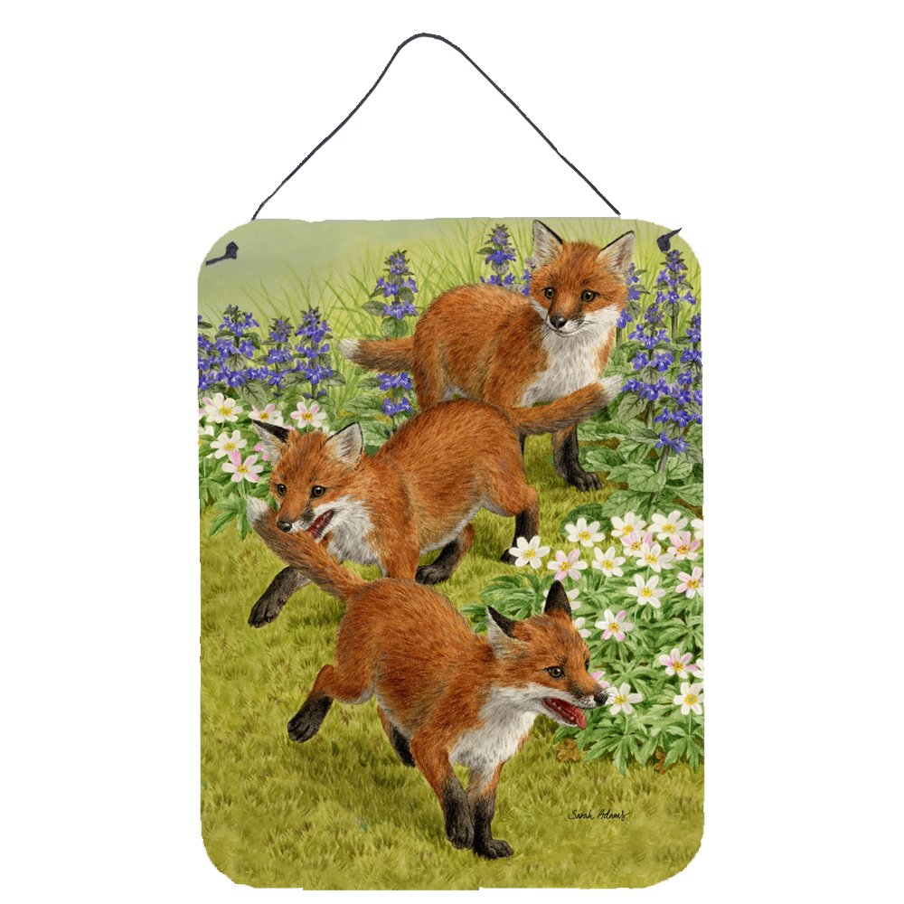 Fox Cubs Wall Art - 12x16 Aluminum Metal Sign for Kitchen, Bar, Bathroom & Front Door Decor | Multicolor Hanging Plaque | Perfect for Home, Office & Gift Giving