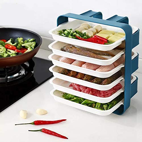 ISTARA 6-Tier Wall Mounted Dish Organizer Rack - Space Saving Kitchen Storage for Plates, Bowls, Fruits & Vegetables - Perfect for Pantry, Cabinet & Countertop Organization