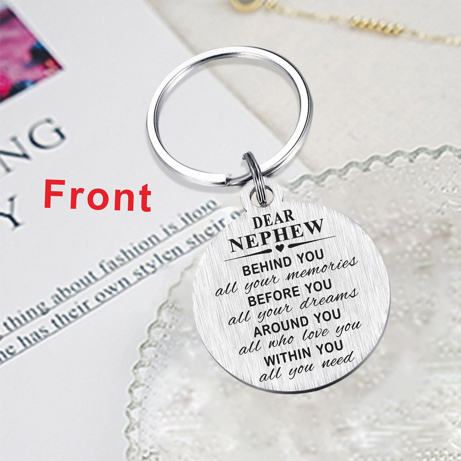 Best Nephew Ever Keychain - Personalized Engraved Gift for Nephew - Graduation, Christmas, Birthday Present - Perfect for Celebrations & Daily Carry