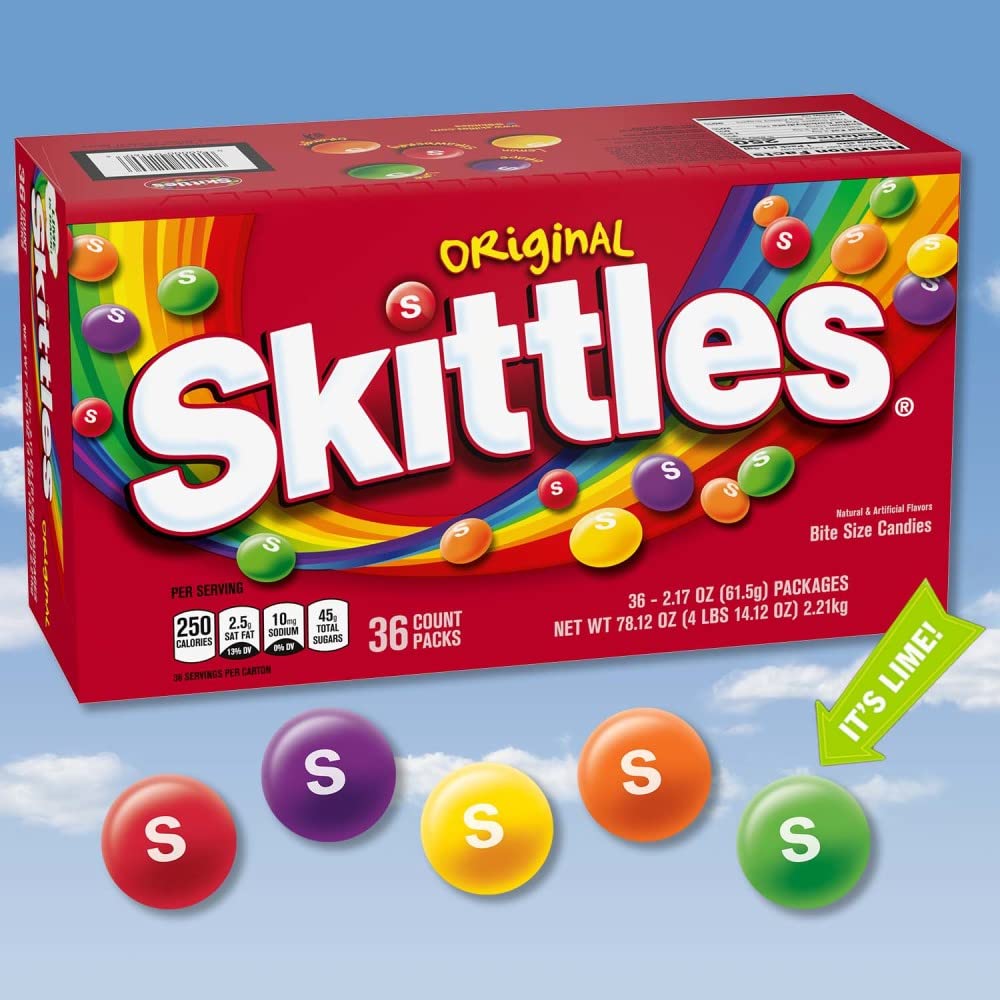 SKITTLES Original Fruit Candy - 2.17-Ounce Packs (36 Count) | Bulk Individually Wrapped Candies for Parties, Halloween Treats & Office Snacks