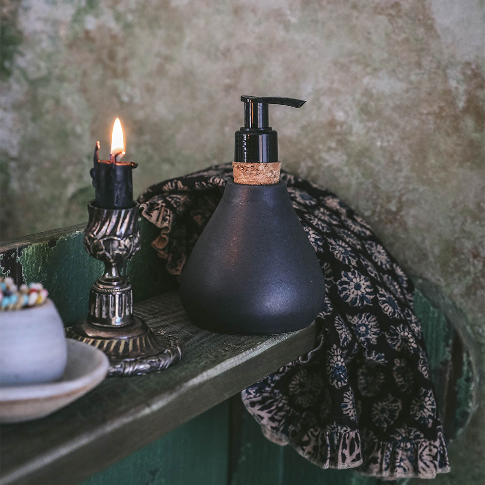 Handmade Ceramic Soap Dispenser for Bathroom & Kitchen - Elegant Liquid Soap Pump for Modern Farmhouse, Spa, and Luxury Home Decor