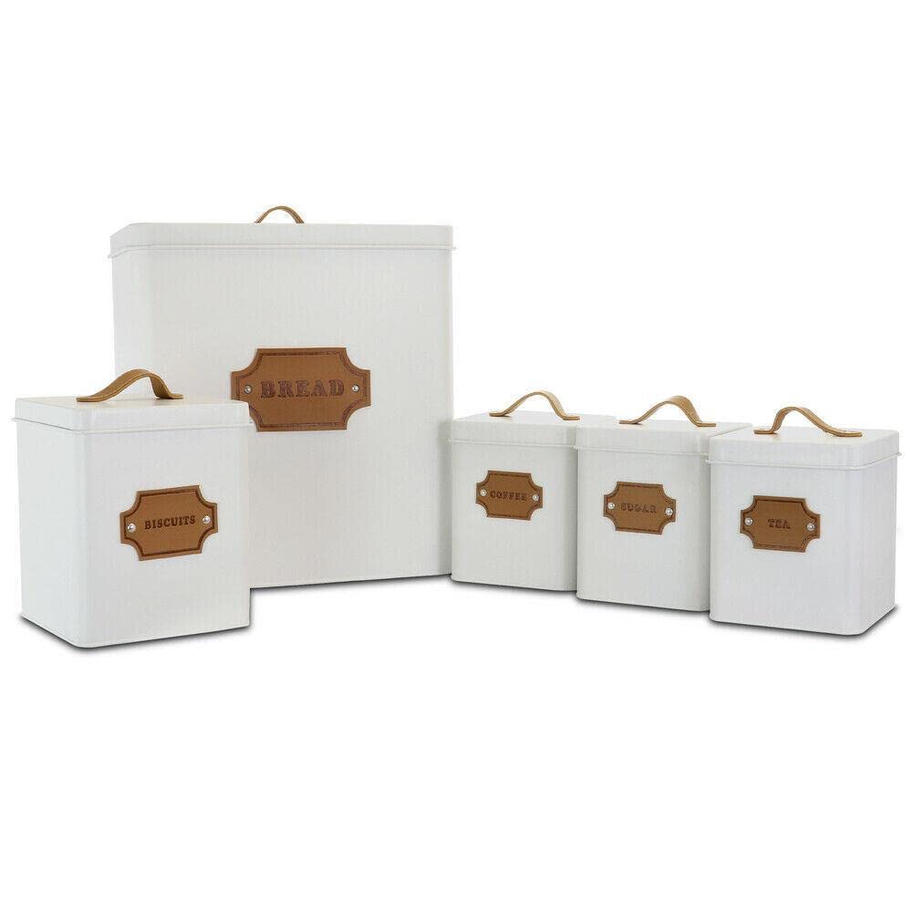 5-Piece Airtight Food Storage Canister Set - Kitchen Organization Containers for Flour, Sugar, Coffee & Dry Goods | Stackable Pantry Storage Solution for Home & Office