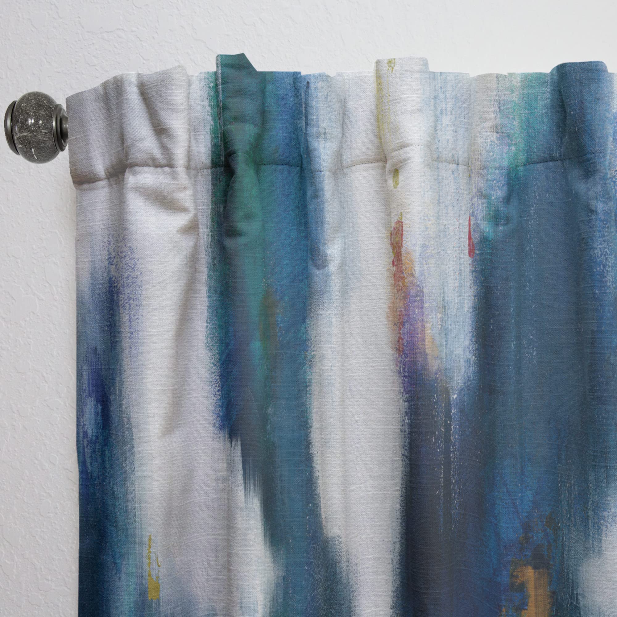 DesignQ Blue Glam Texture Thermal Insulated Curtains - 52x108 Single Panel for Bedroom & Living Room - Elegant Drapes for Home Decor, Light Blocking & Energy Saving
