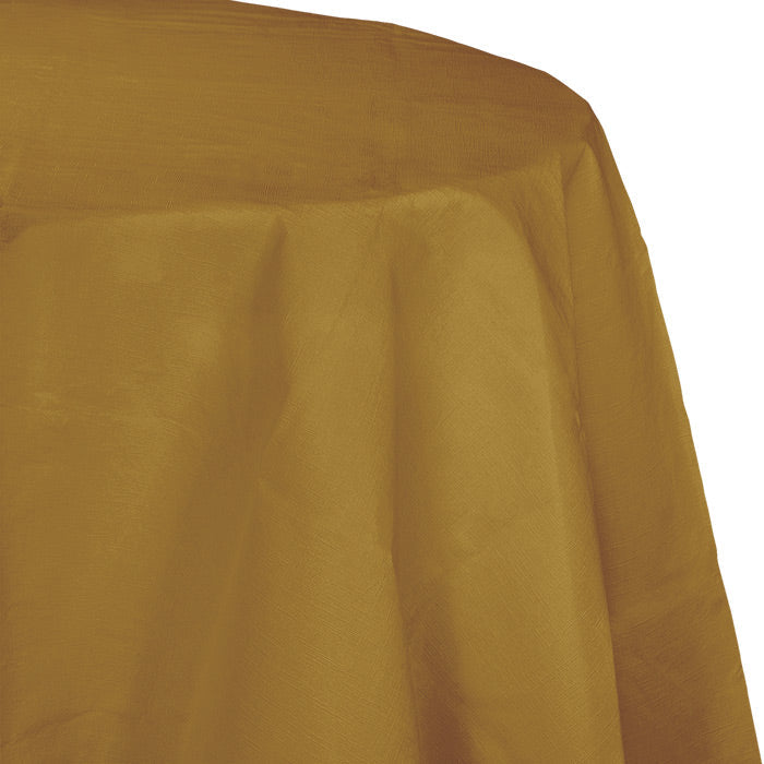 12-Pack Bulk Gold Round Paper Table Covers 82 Inch - Elegant Party Decor for Weddings, Birthdays & Special Events