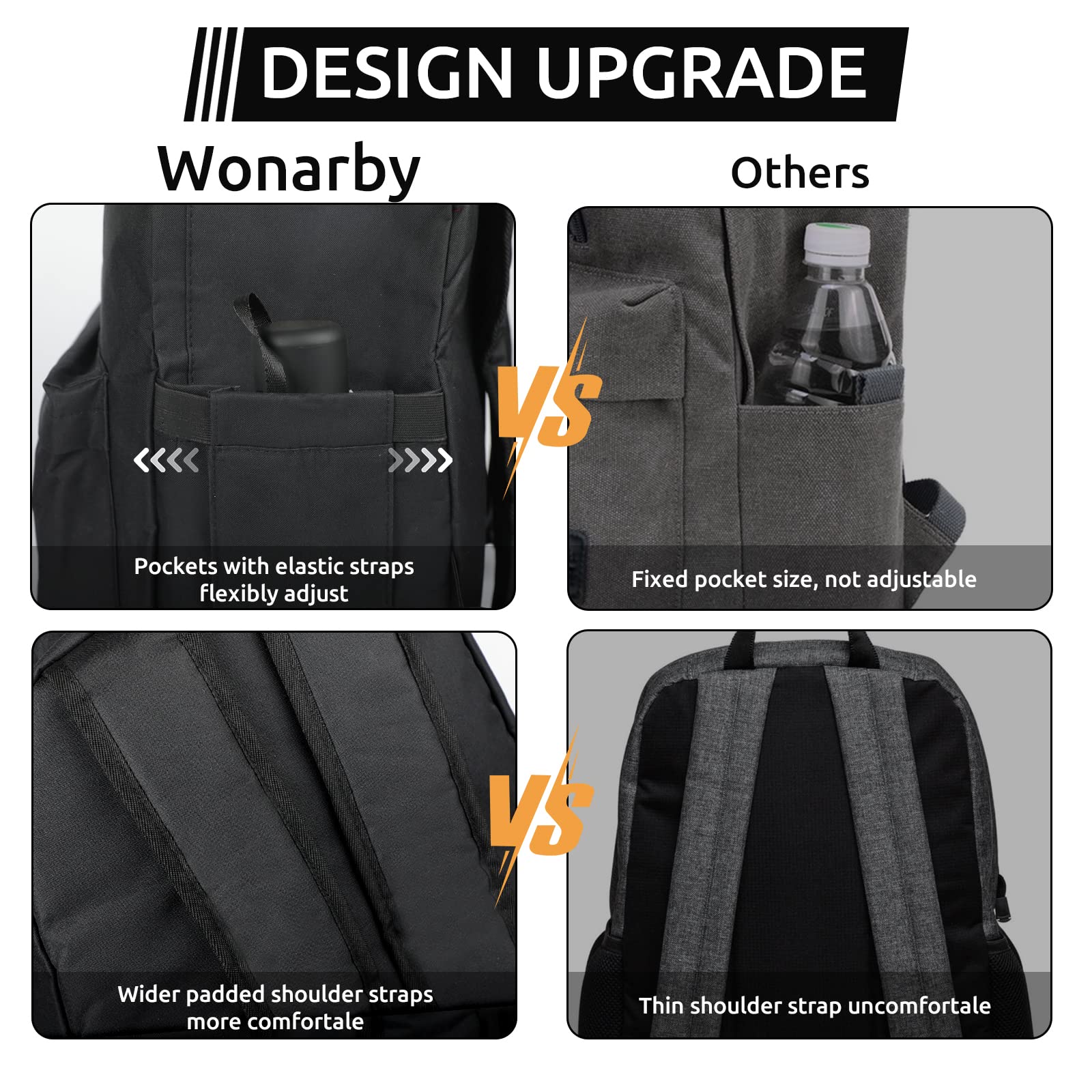 Lightweight Laptop College Backpack for Women & Men - Black Bookbag with Computer Compartment, Large Travel & Work Backpack for Students, Professionals, and Daily Commute