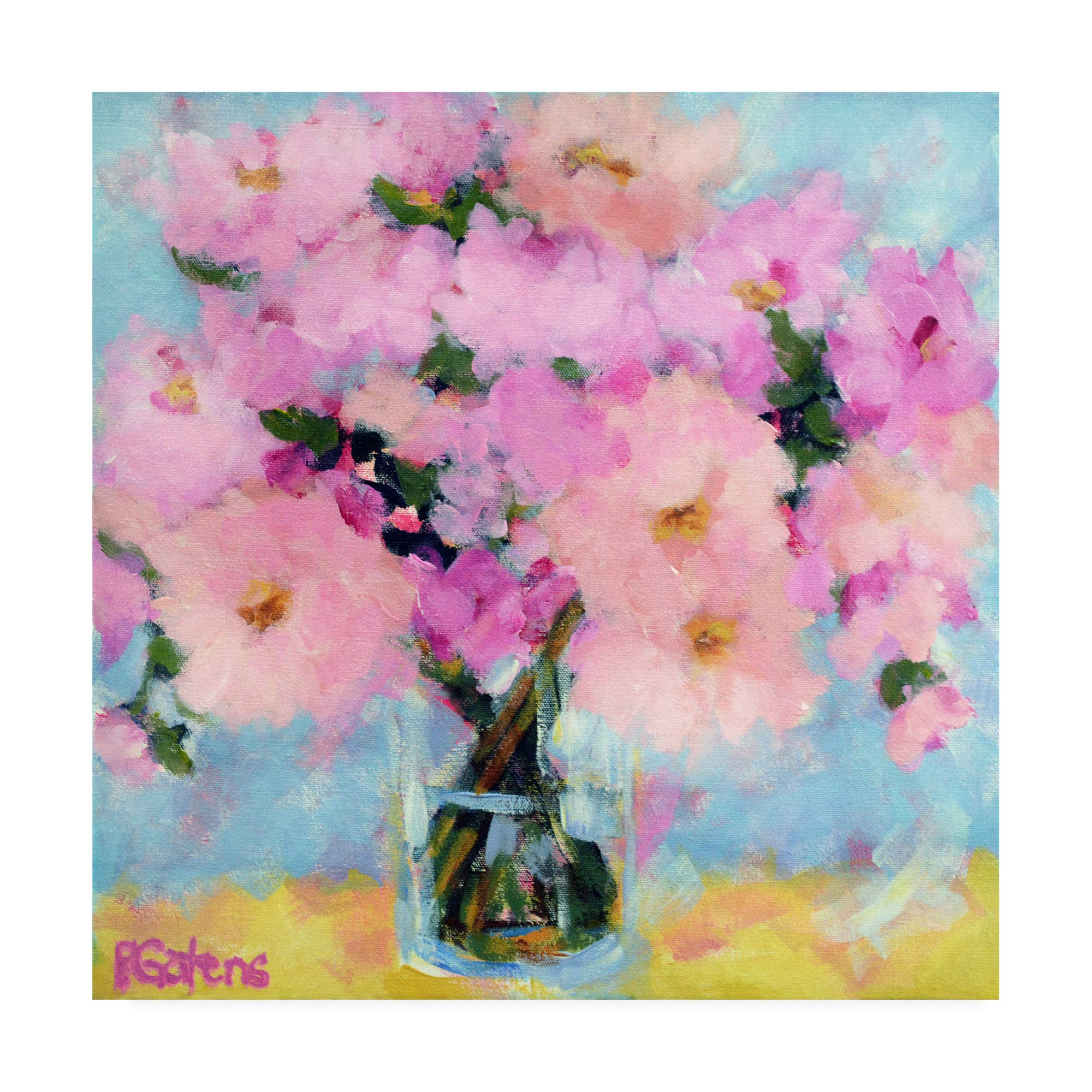 Trademark Fine Art 18x18 Bright Pink Peony Canvas Print by Pamela Gaten - Perfect for Living Room, Bedroom & Office Wall Decor