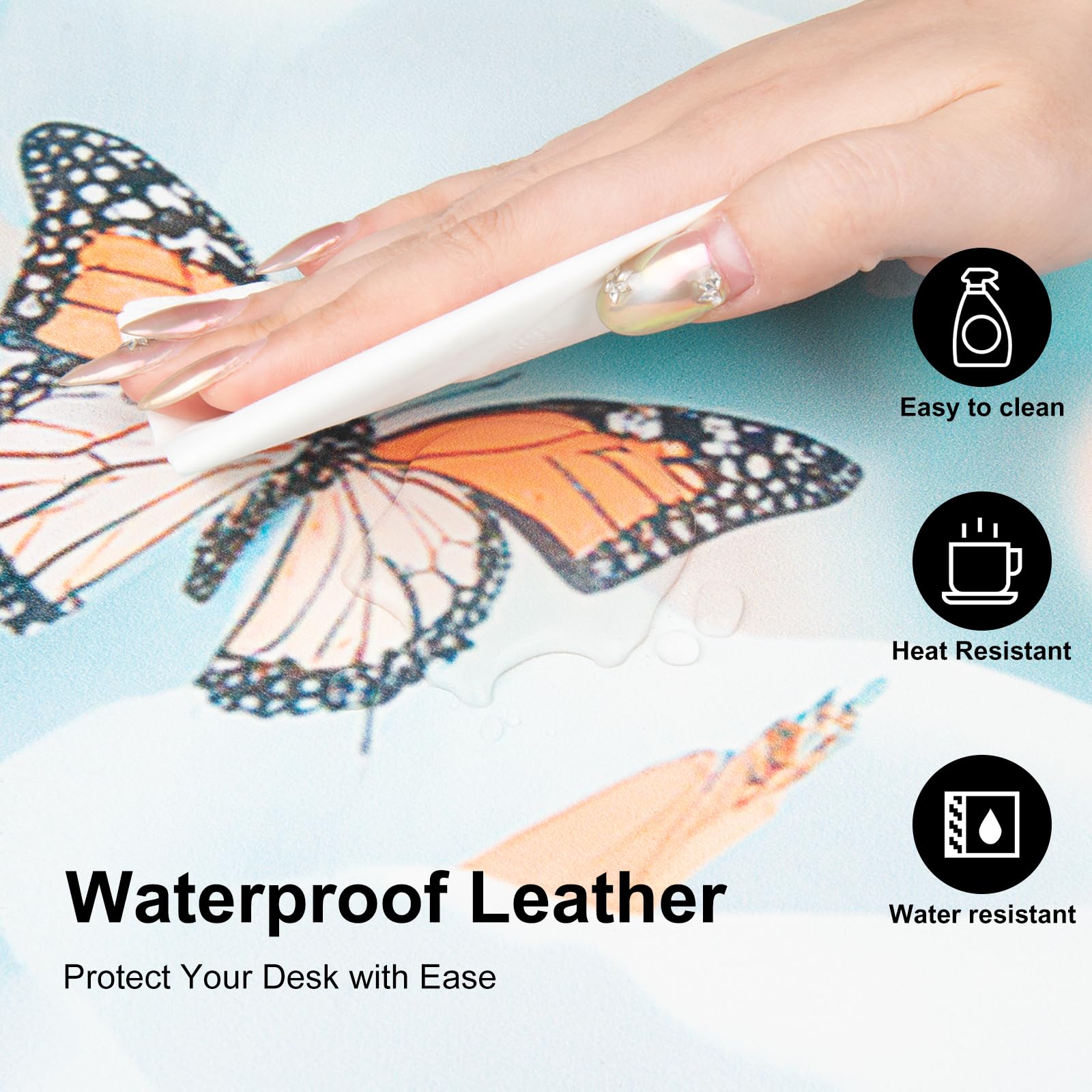 Floral PU Leather Desk Pad - 31.5