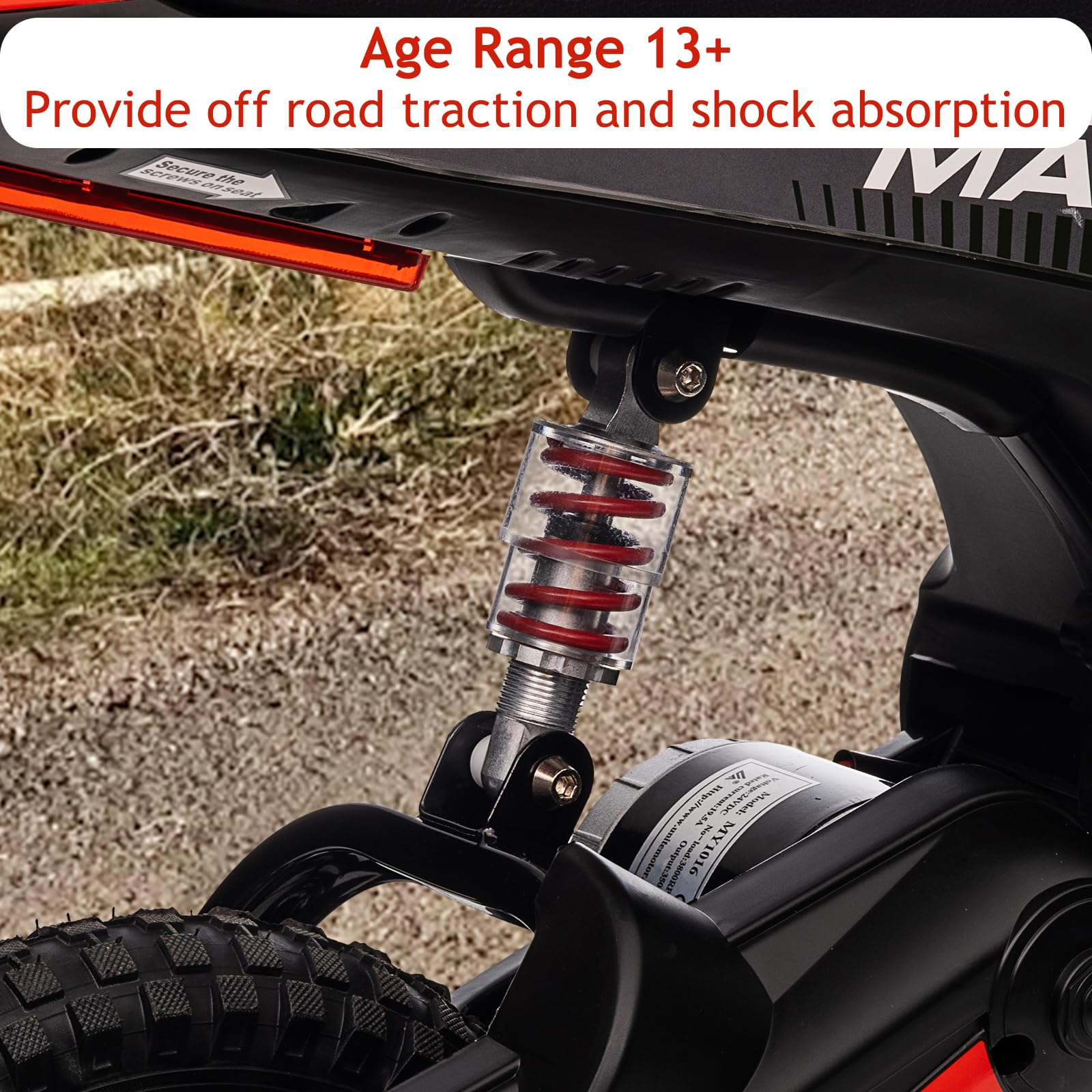 GARVEE 24V 10A 350W Kids Electric Dirt Bike for Boys & Girls Ages 5-17 | 14.29 MPH Top Speed | 3-Speed Adjustable | Red | Perfect for Backyard, Trail & Off-Road Riding