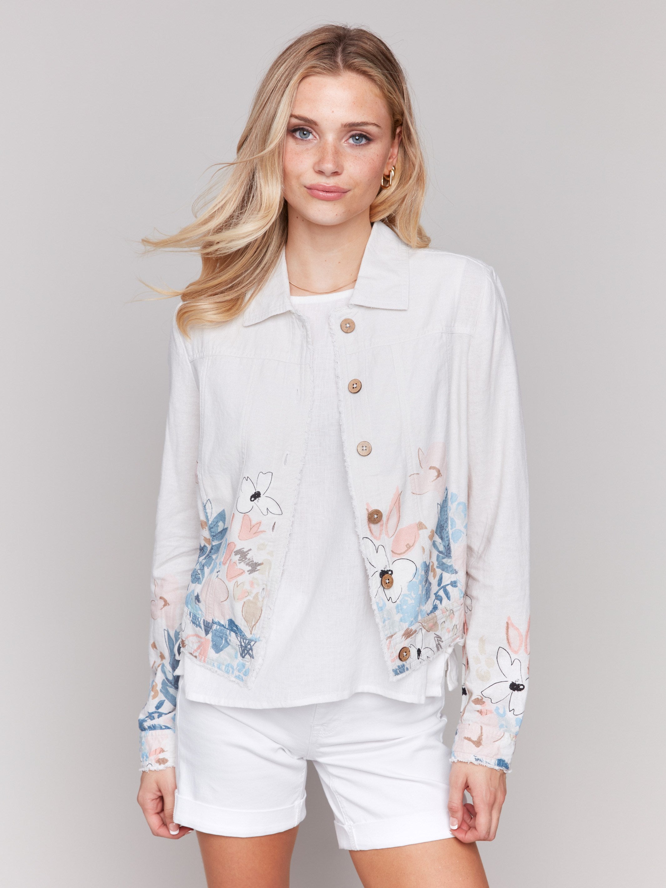 Stylish Printed Linen Blend Jacket for Women - Lightweight & Breathable Supernova Design - Perfect for Spring Outfits, Casual Wear & Outdoor Activities