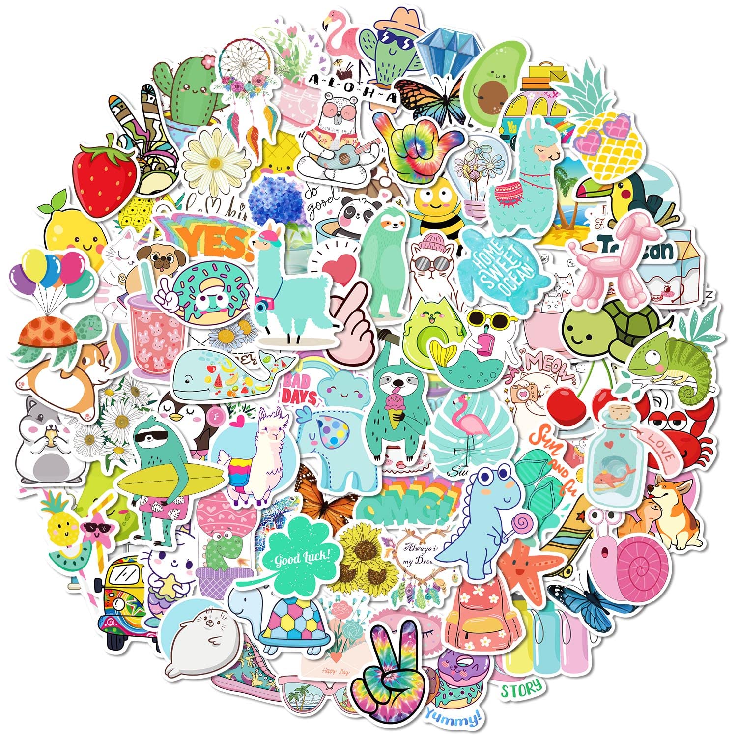 100 Pack Cute Waterproof Vinyl Stickers for Girls, Kids & Teens - Aesthetic Decals for Hydro Flask, Laptop, School Supplies & Water Bottles - Perfect for DIY Crafts, Back to School & Gift Giving