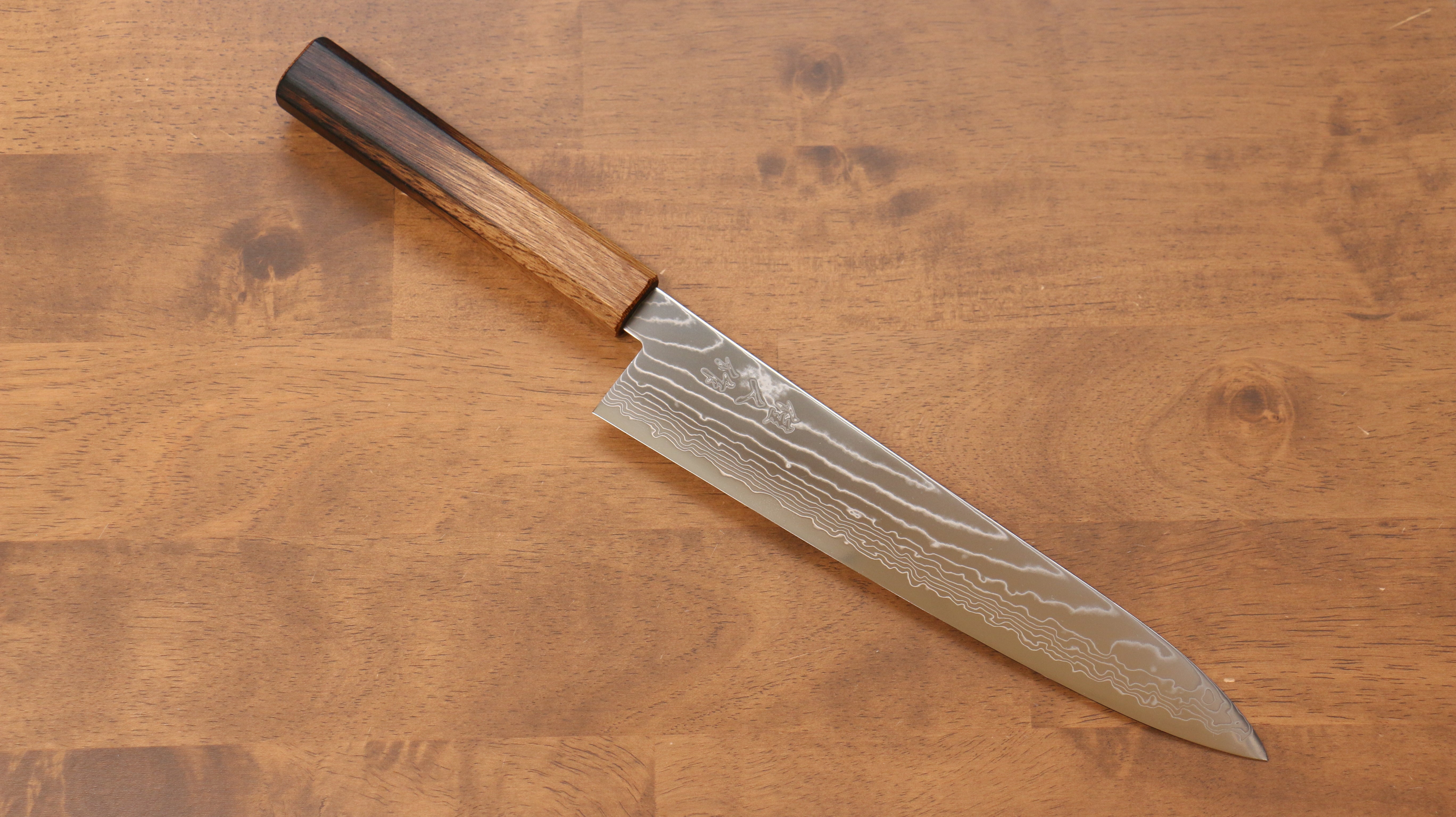 Premium Kajin Cobalt Special Steel Damascus Gyuto Chef Knife 240mm - Japanese Kitchen Knife with Burnt Oak (Mehakkaku) Handle - Perfect for Slicing, Dicing & Precision Cooking in Professional & Home Kitchens