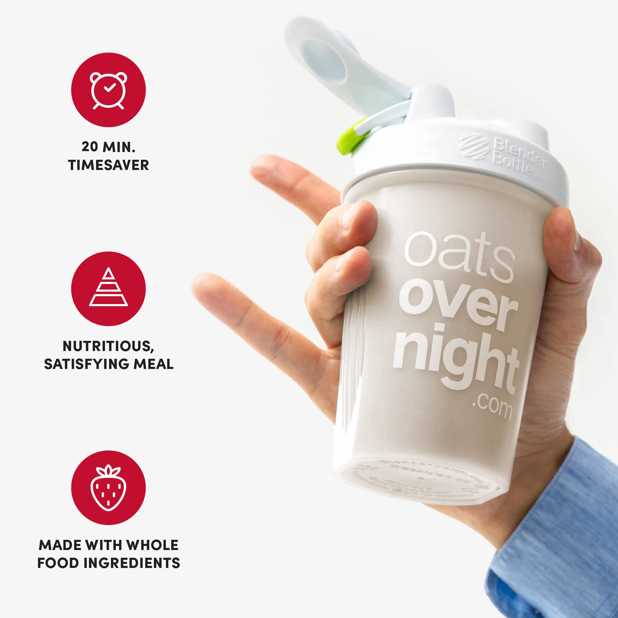 Oats Overnight Strawberries & Cream Protein Shake - 24 Pack with 20g Protein & High Fiber | Gluten Free, Non-GMO Oatmeal Breakfast (2.7oz per Meal) - Perfect for Busy Mornings, Post-Workout Recovery & On-the-Go Nutrition