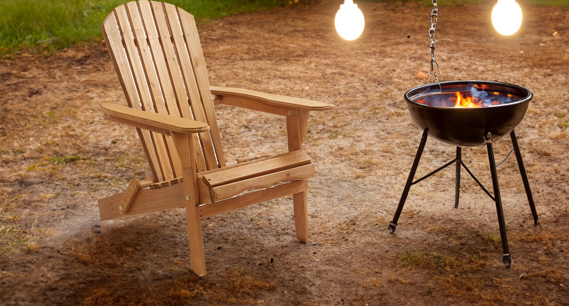 BTEXPERT Set of 2 Folding Adirondack Chairs - Half Assembled Outdoor Wooden Lounge Chairs for Patio, Lawn, Garden, Backyard, Deck, Fire Pit, Pool & Beach - 350lb Weight Capacity - Perfect for Relaxing, Sunbathing and Outdoor Gatherings