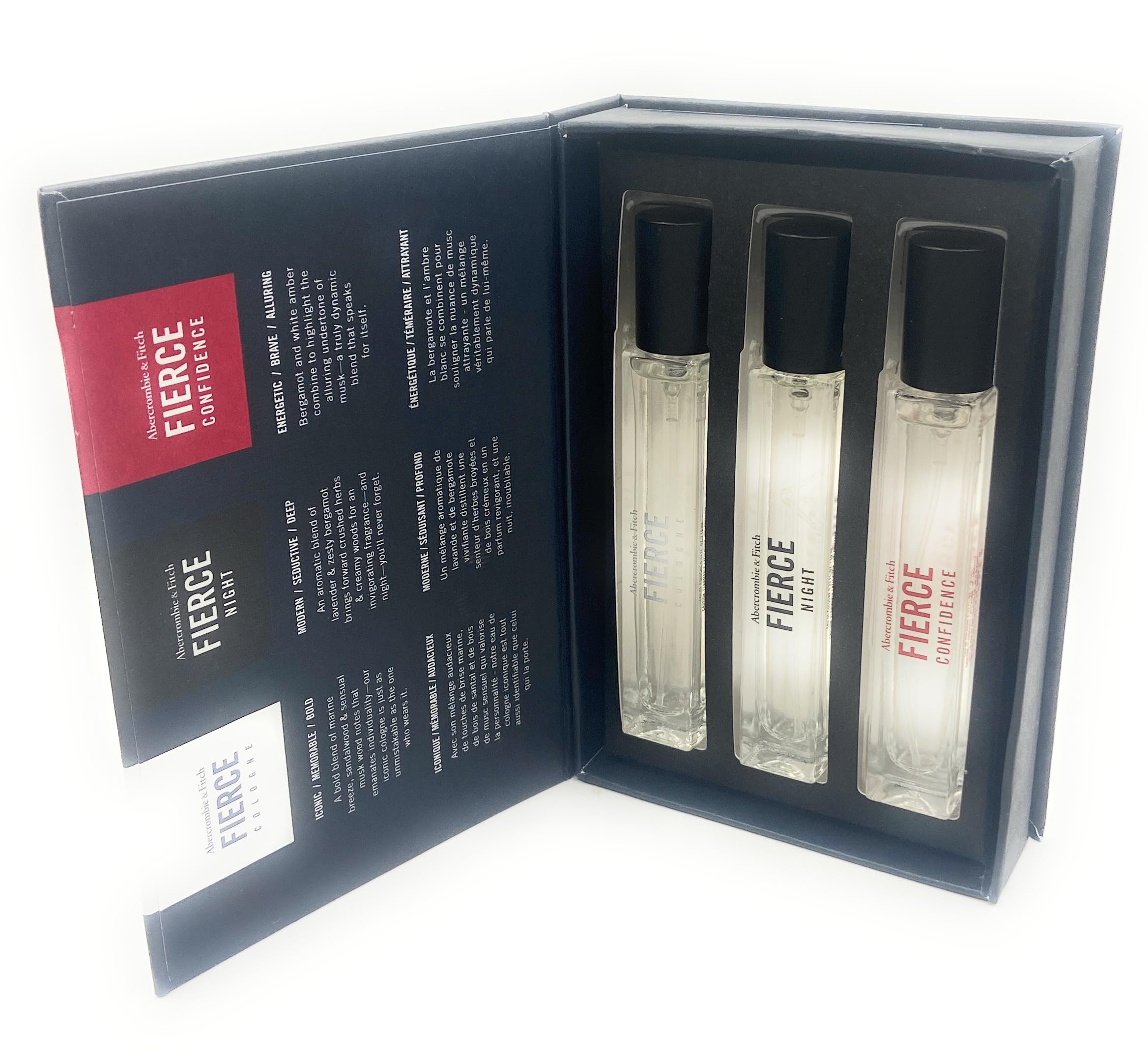Fierce Cologne Gift Set - 3pc Men's Fragrance Spray (0.33 oz Each) - Fierce, Fierce Confidence & Fierce Night Scents - Perfect for Gifts, Date Nights & Special Occasions