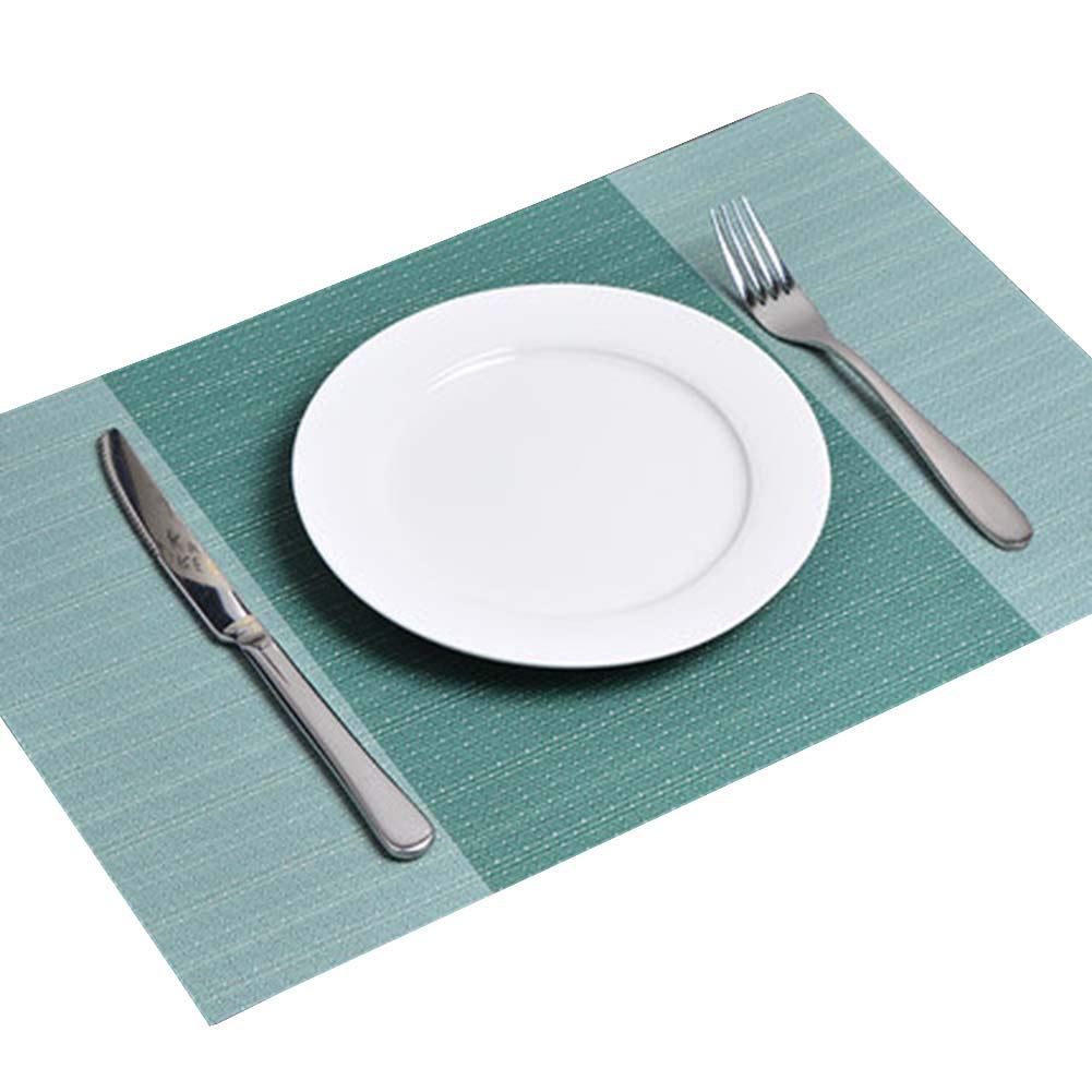2-Pack Durable PVC Plastic Placemats for Dining Table - Non-Slip, Waterproof, Easy to Clean - Green Place Mats for Kitchen, Restaurant, or Outdoor Picnic Use